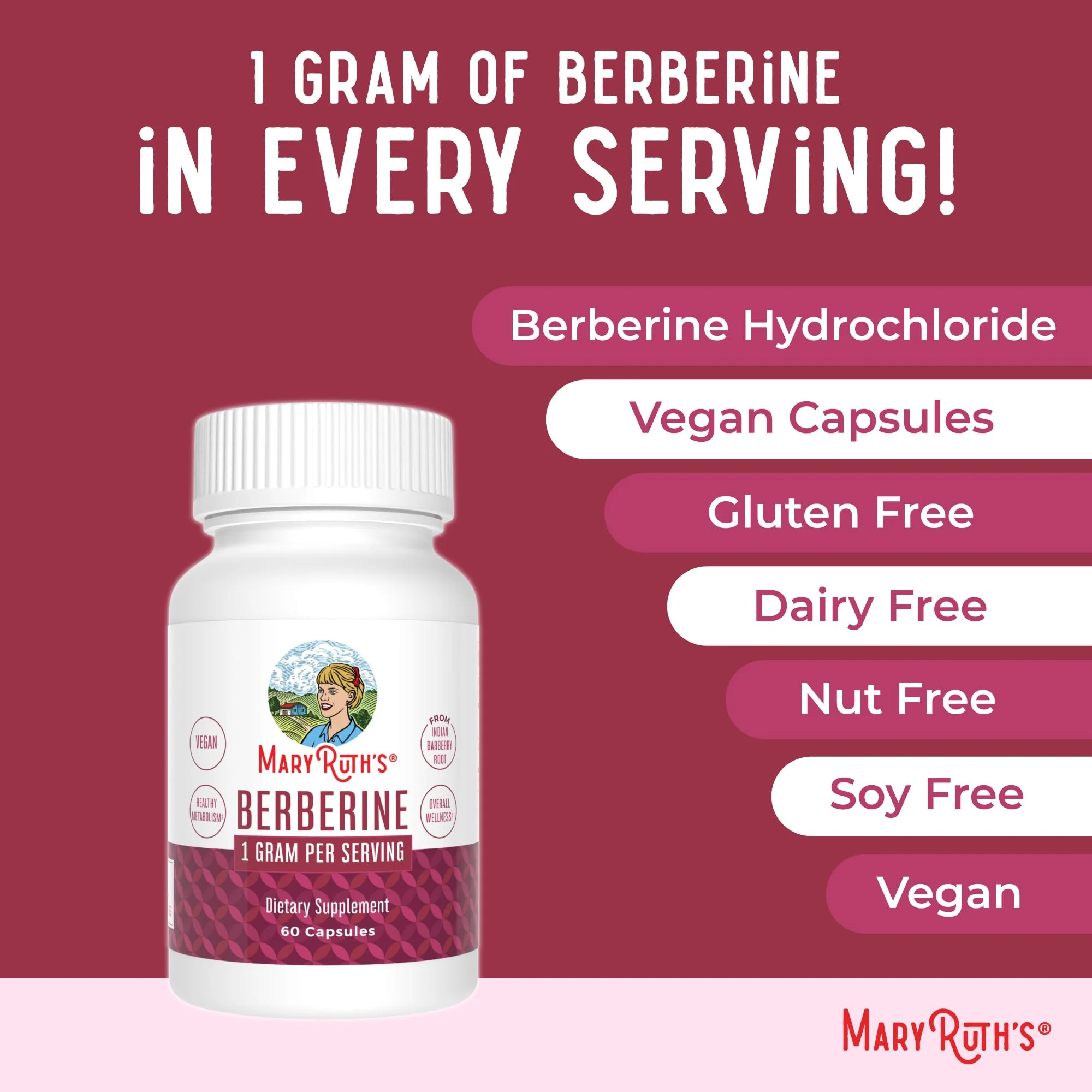 MaryRuth Organics Berberine 1000 mg – 30 Servings | Vegan Capsules - Image 16
