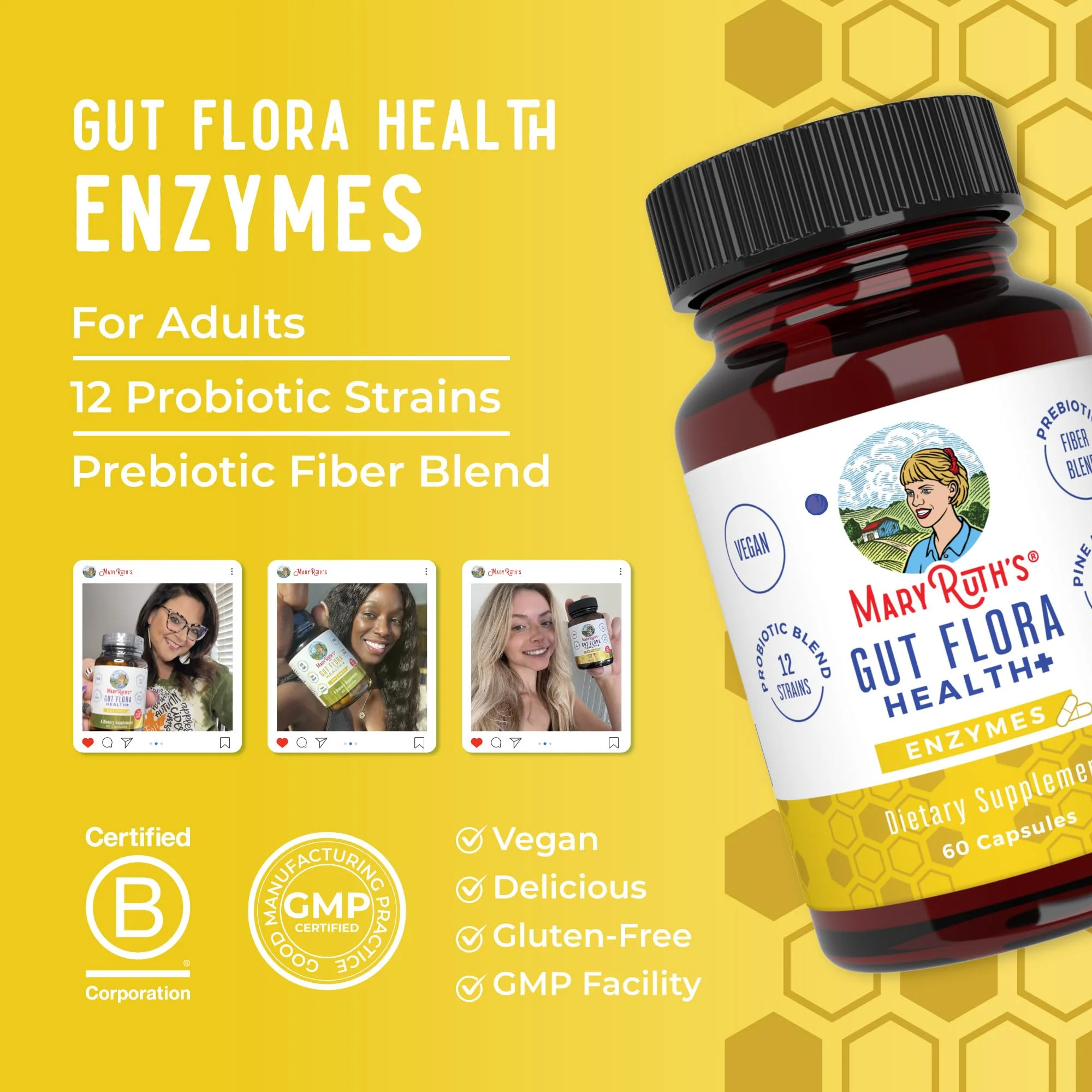 MaryRuth Organics Gut Flora Health+ Enzymes | 60 Capsules | Probiotic Digestive Enzymes - Image 8