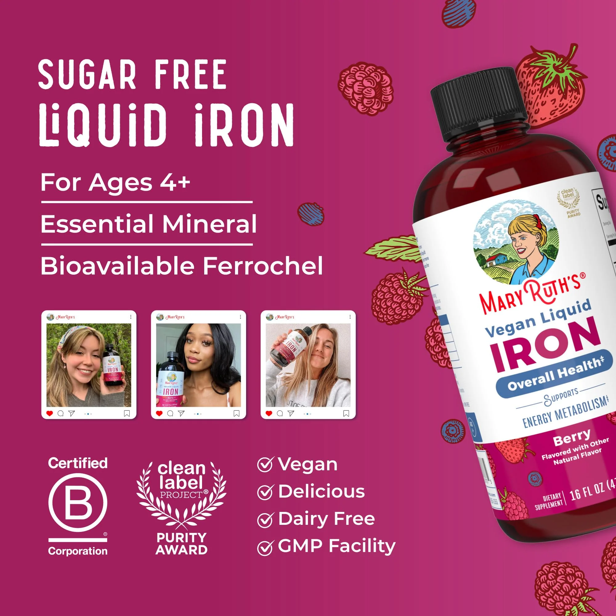 MaryRuth Organics Iron Supplement for Women Men & Kids | Liquid Iron - Image 8