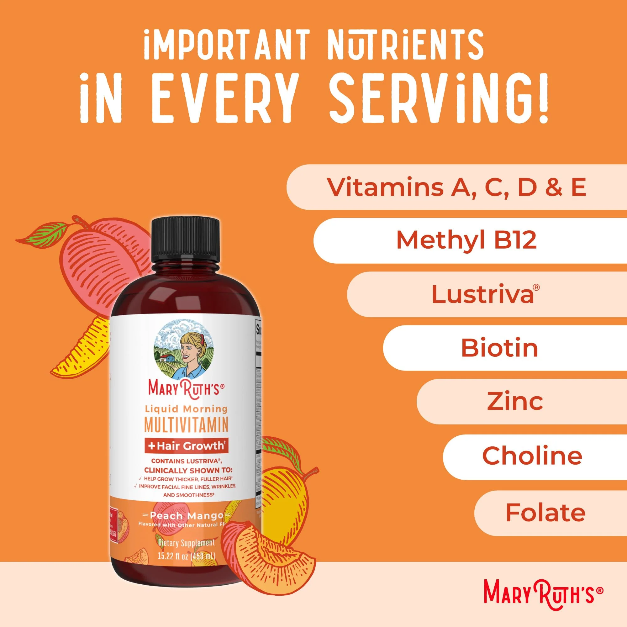 MaryRuth Organics Liquid Multivitamin + Hair Growth | Biotin 10000mcg | Lustriva for Thicker Hair - Image 16