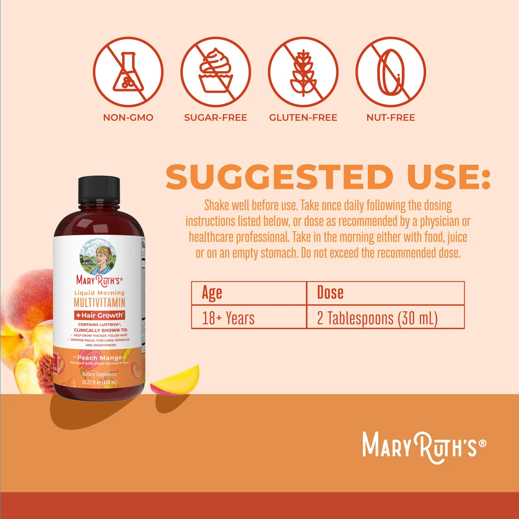 MaryRuth Organics Liquid Multivitamin + Hair Growth | Biotin 10000mcg | Lustriva for Thicker Hair - Image 3