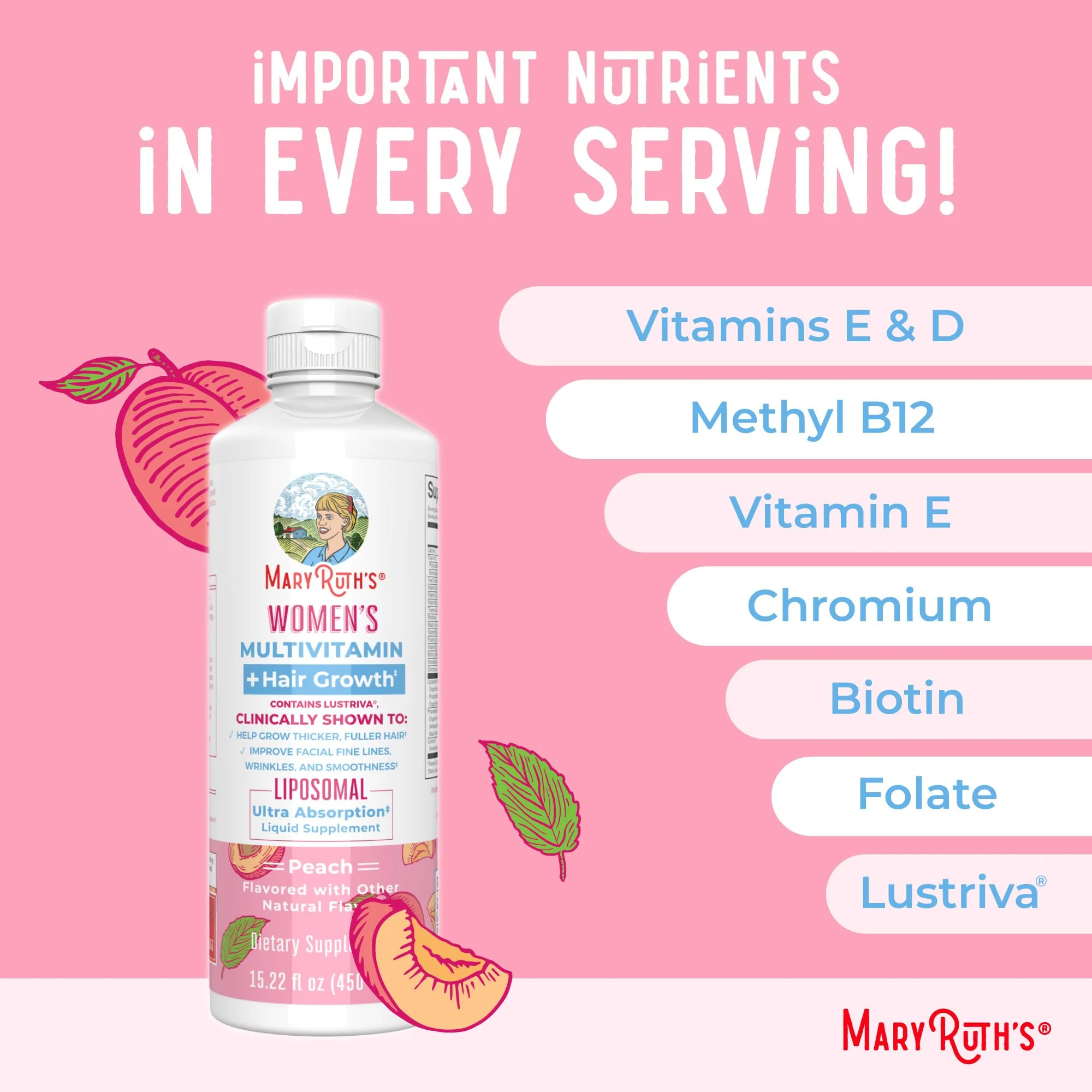 MaryRuth Organics Lustriva Hair Growth Liposomal Multivitamin | Biotin 10000 mcg - Image 16