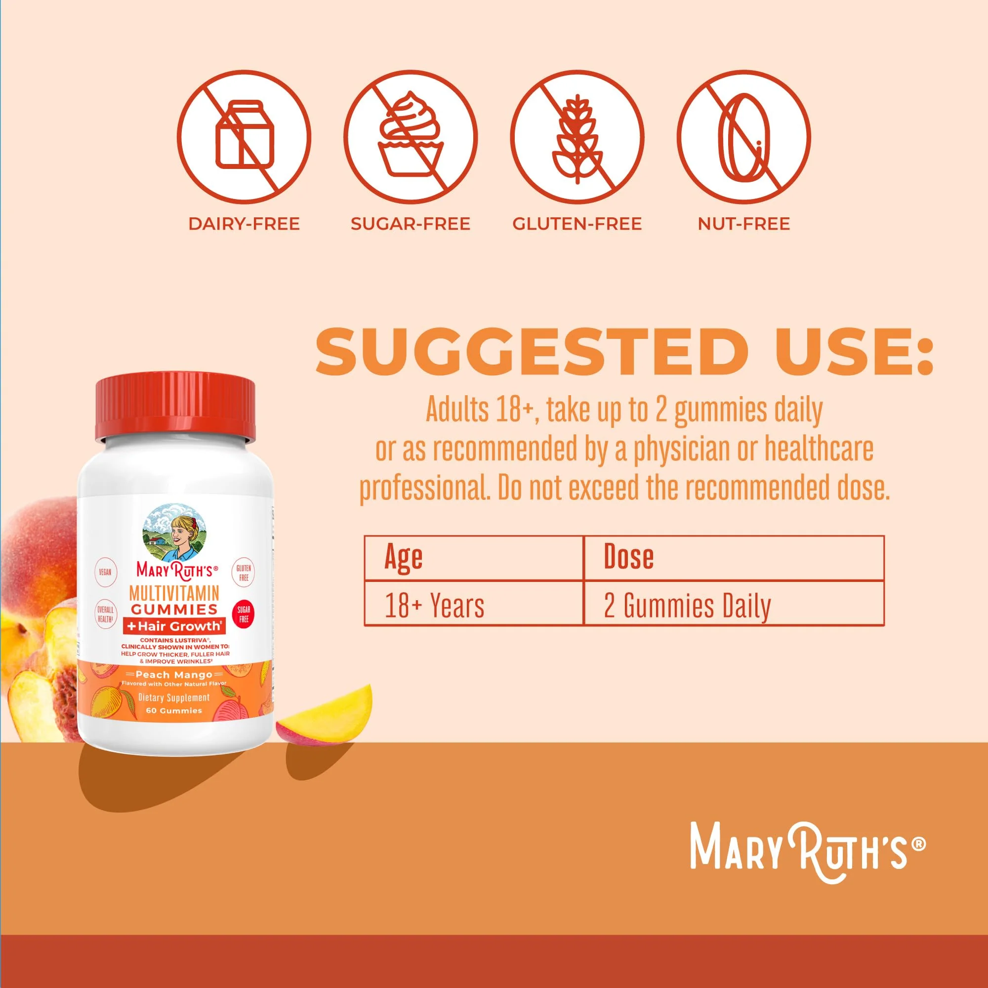 MaryRuth's Hair Growth Gummies with Lustriva | Biotin 10000 mcg | 30 Servings - Image 3