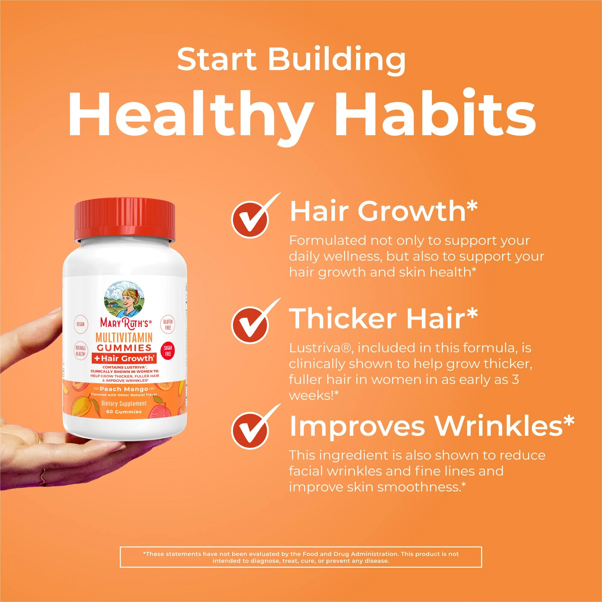 MaryRuth's Hair Growth Gummies with Lustriva | Biotin 10000 mcg | 30 Servings - Image 5