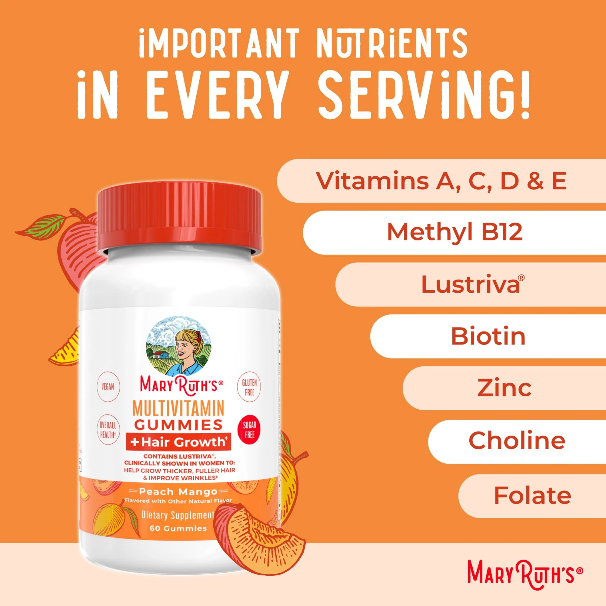 MaryRuth's Hair Growth Gummies with Lustriva | Biotin 10000 mcg | 30 Servings - Image 7