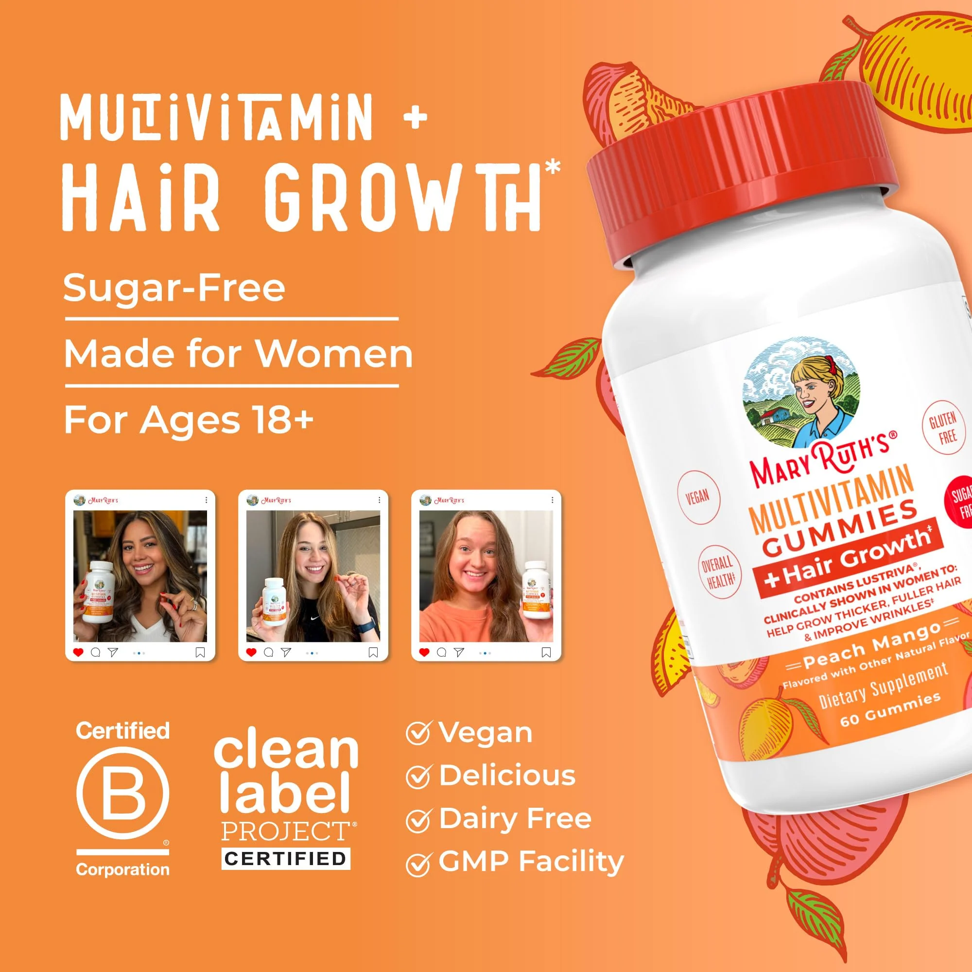 MaryRuth's Hair Growth Gummies with Lustriva | Biotin 10000 mcg | 30 Servings - Image 8