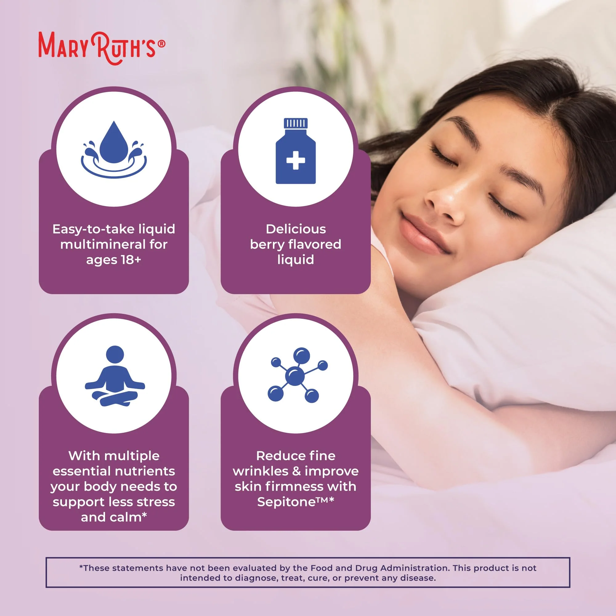 MaryRuth's Liquid Nighttime Multimineral + Skin Renew | Sepitone, No Melatonin, Vegan, 15 Servings - Image 6