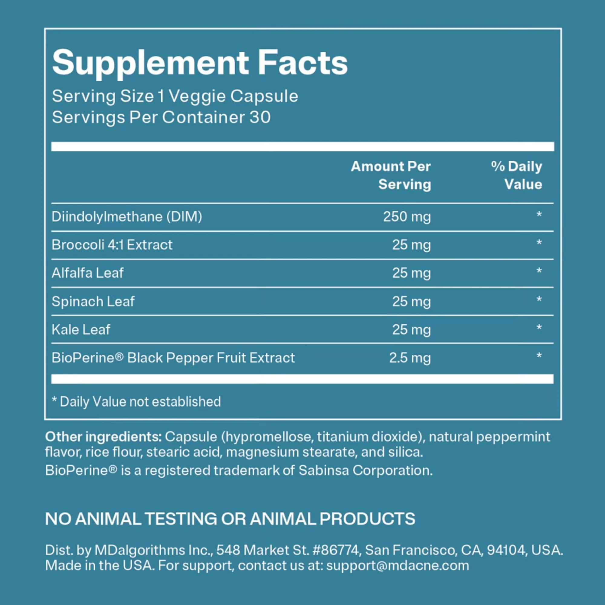 MDacne DIM Skin Clearing Supplements – 30 Vegan Capsules | Acne Treatment, Estrogen Balance & Hormone Support - Image 5