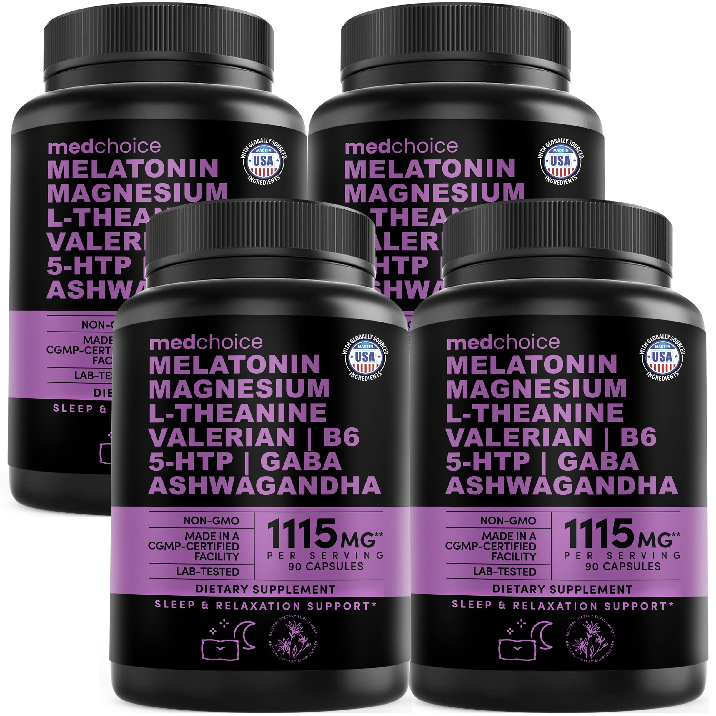 MEDCHOICE 12-in-1 Melatonin Sleep Capsules – 5mg Melatonin + Magnesium Glycinate 500mg (90ct, Pack of 4) - Image 10