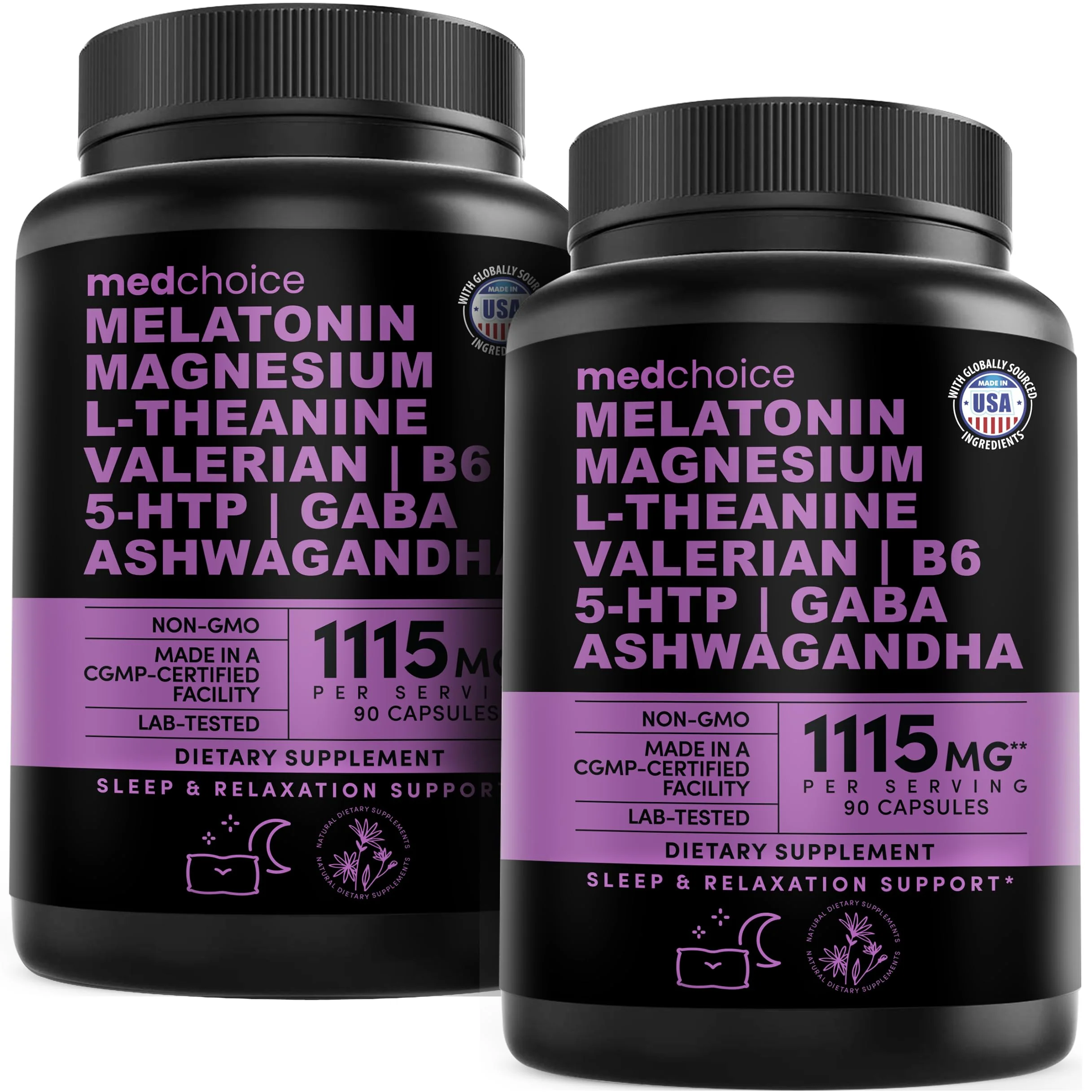 MEDCHOICE 12-in-1 Melatonin Sleep Capsules – Melatonin 5 mg + Magnesium Glycinate 500 mg (90 ct, Pack of 2) - Image 10