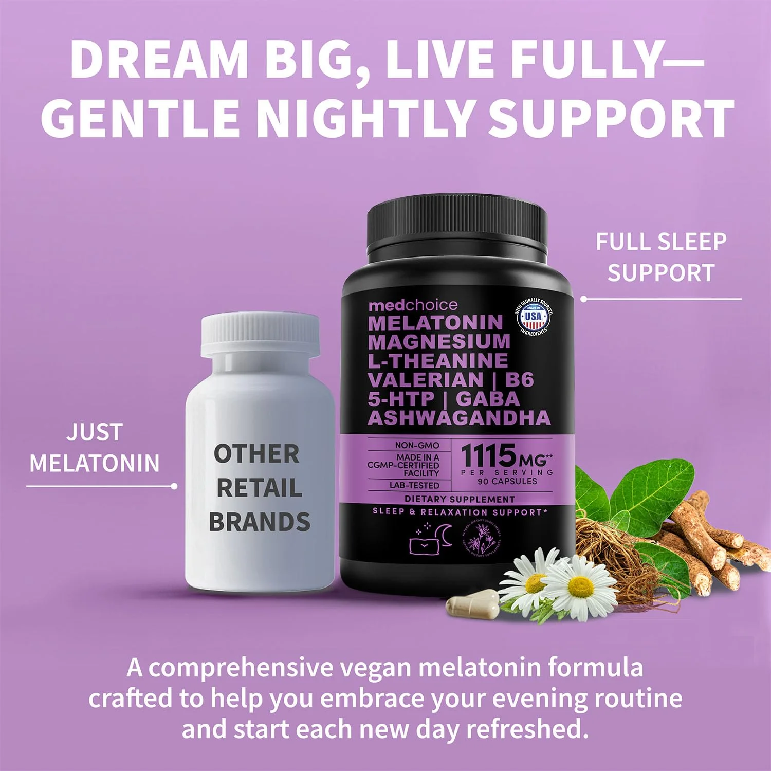 MEDCHOICE 12-in-1 Melatonin Sleep Capsules – Melatonin 5 mg + Magnesium Glycinate 500 mg (90 ct, Pack of 2) - Image 11