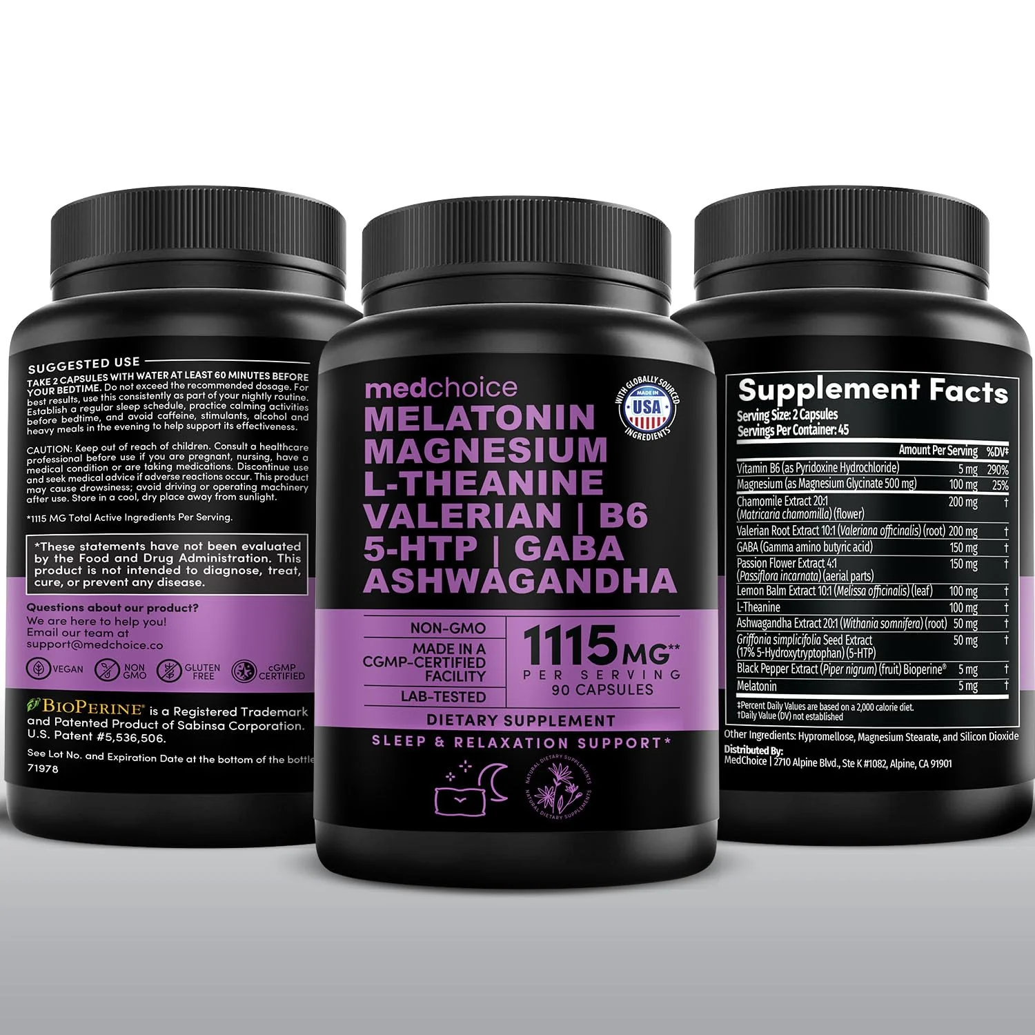 MEDCHOICE 12-in-1 Melatonin Sleep Capsules – Melatonin 5 mg + Magnesium Glycinate 500 mg (90 ct, Pack of 2) - Image 18