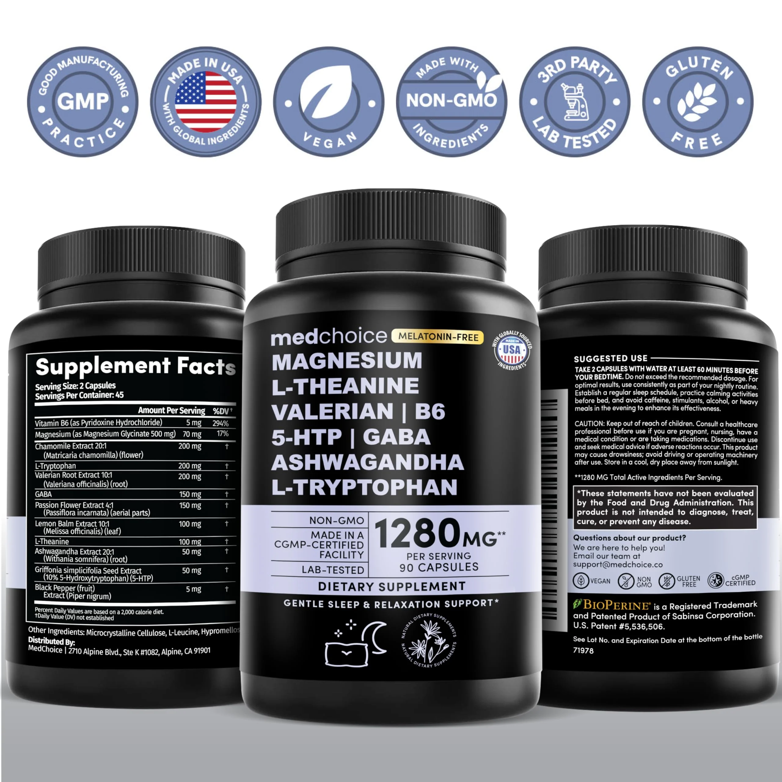 MEDCHOICE 12-in-1 Sleep Support Capsules – Melatonin-Free, Non-Habit Forming (Pack of 2, 180 capsules) - Image 16