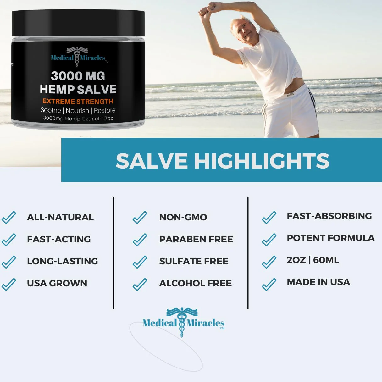 Medical Miracles Hemp 3000mg Salve – Extreme Strength for Joints | USA Made - Image 5