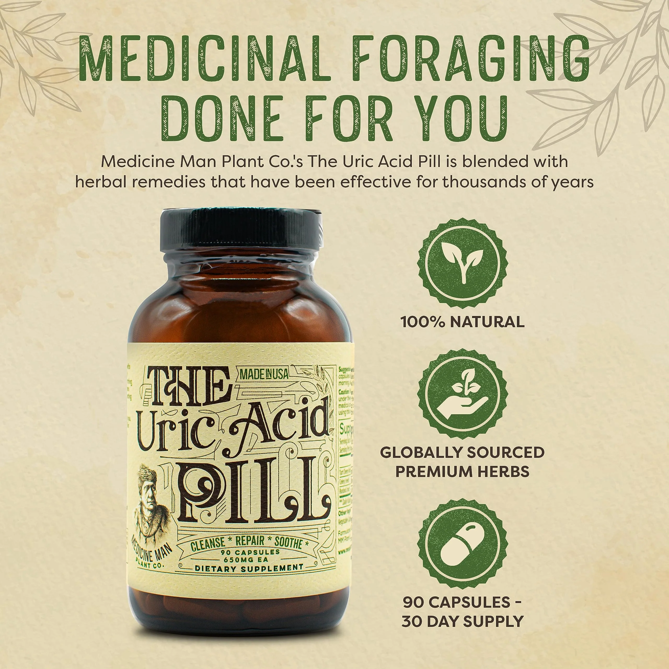 Medicine Man Plant Co The Uric Acid Pill – 90 Capsules | Tart Cherry, Celery Seed & Burdock Root - Image 10