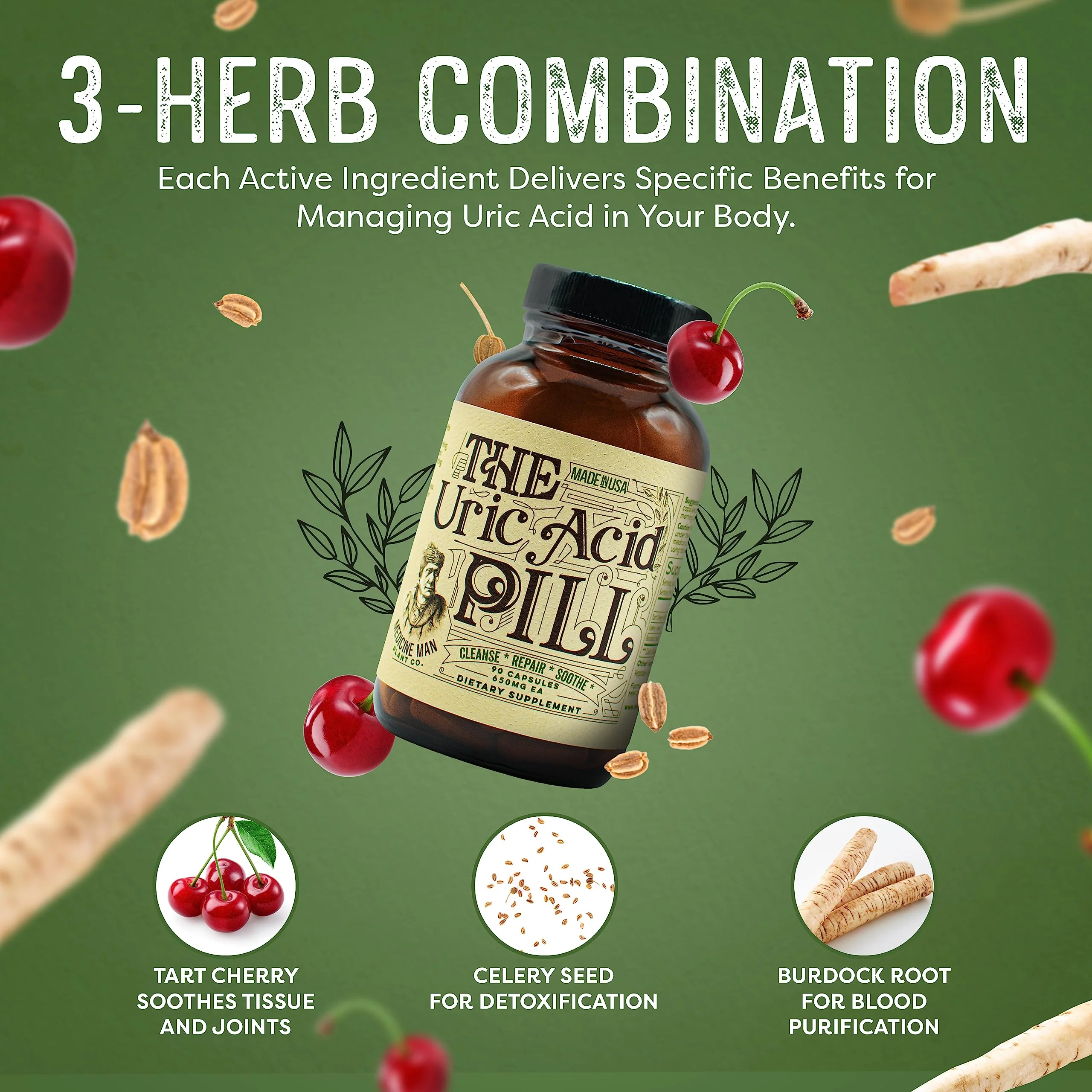 Medicine Man Plant Co The Uric Acid Pill – 90 Capsules | Tart Cherry, Celery Seed & Burdock Root - Image 12