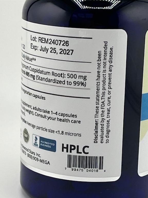 Mega Resveratrol – Pharmaceutical Grade 99% Pure, Micronized Trans-Resveratrol, 500mg Capsule, 120 Veggie Caps - Image 3