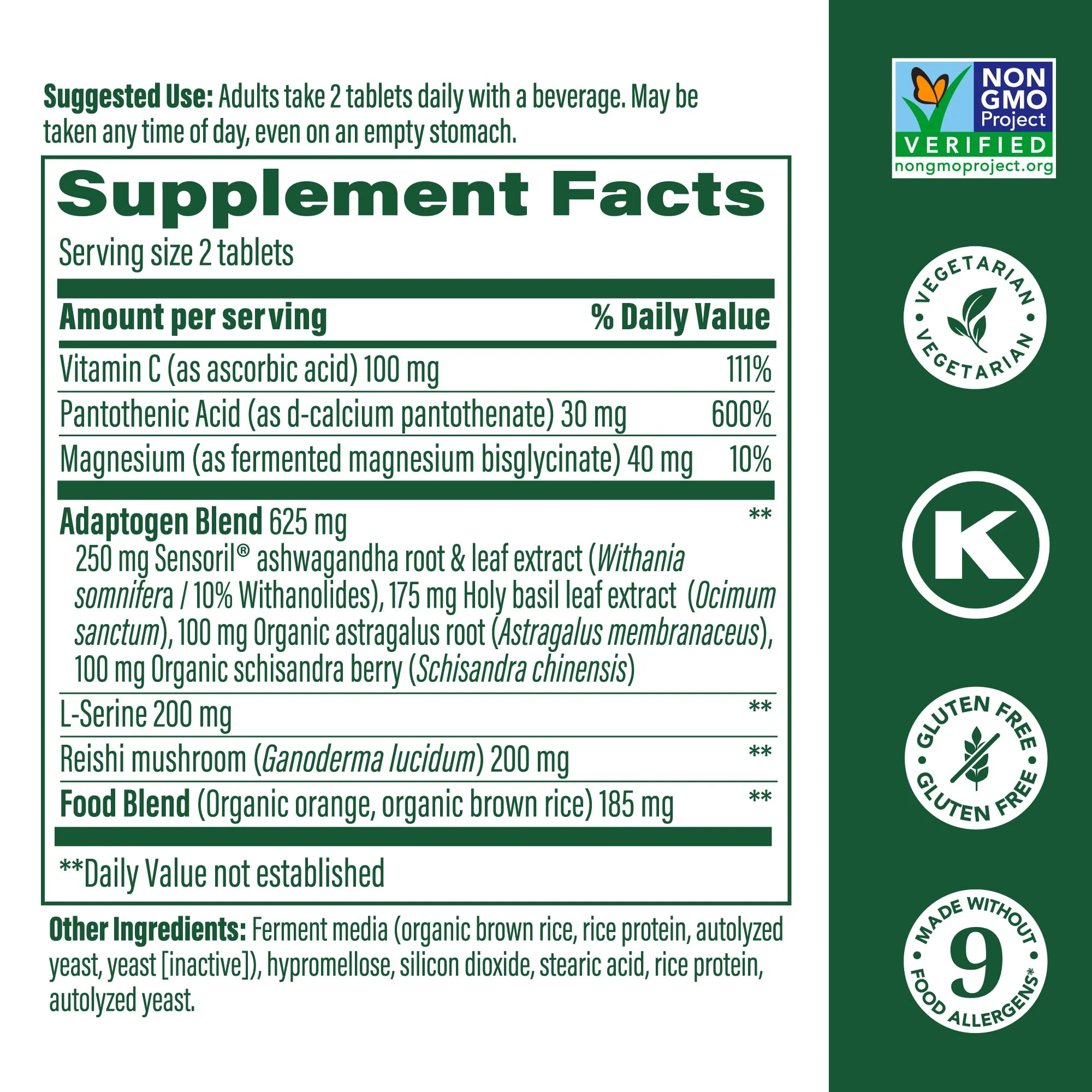 MegaFood Adrenal Strength - Adrenal Support with Ashwagandha, Magnesium Glycinate, Vitamin C | Vegetarian, 60 Tablets - Image 8