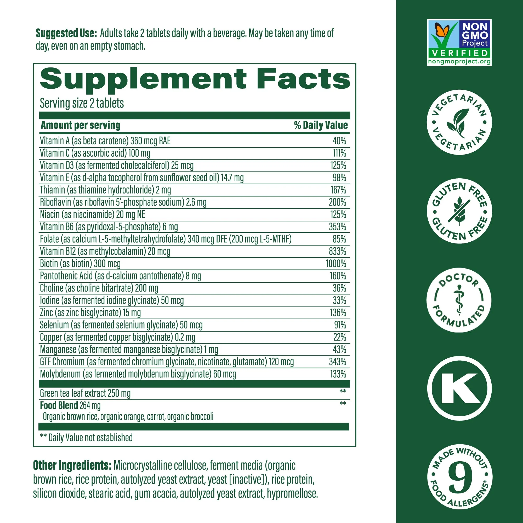 MegaFood Advanced Multivitamin for Women 55+ – Vegetarian, Methylated B12 & Folate, Vitamin D3, 120 Tablets (60 Servings) - Image 2