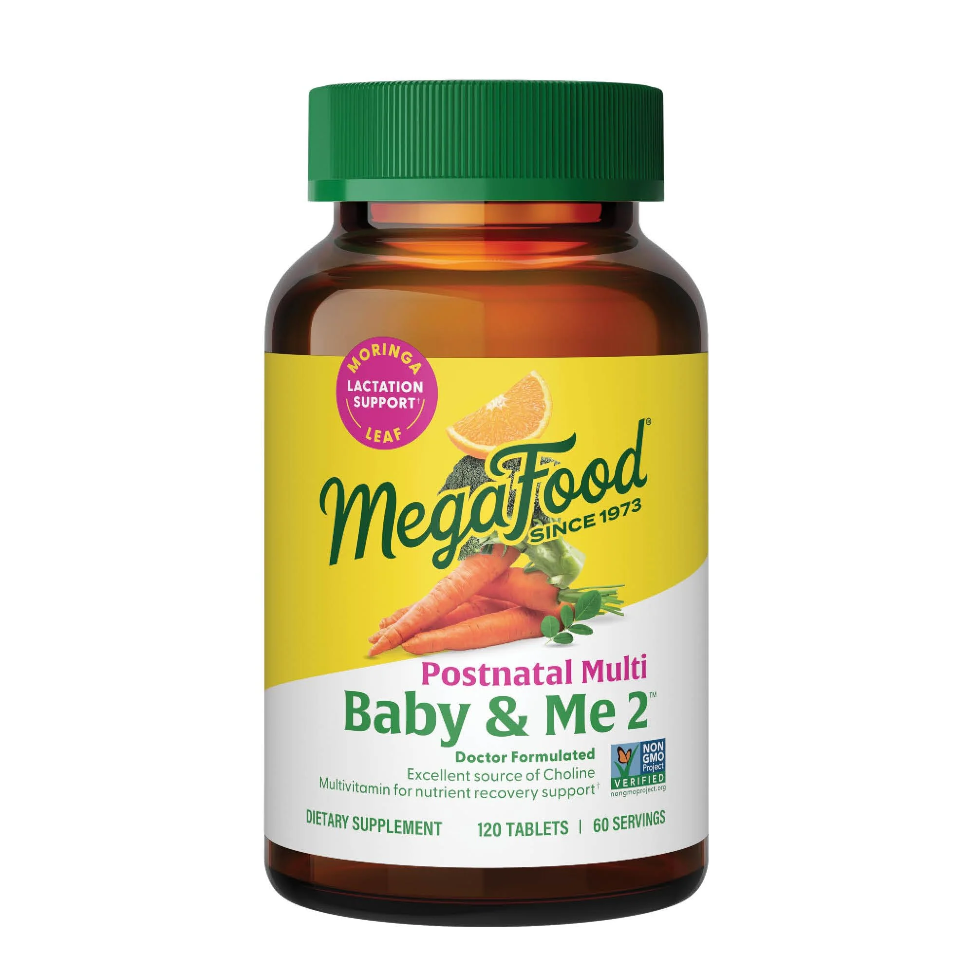 MegaFood Baby & Me 2 Postnatal Vitamins for Breastfeeding – Folate, Choline, Iodine, Vitamin D | 120 Tabs - Image 8