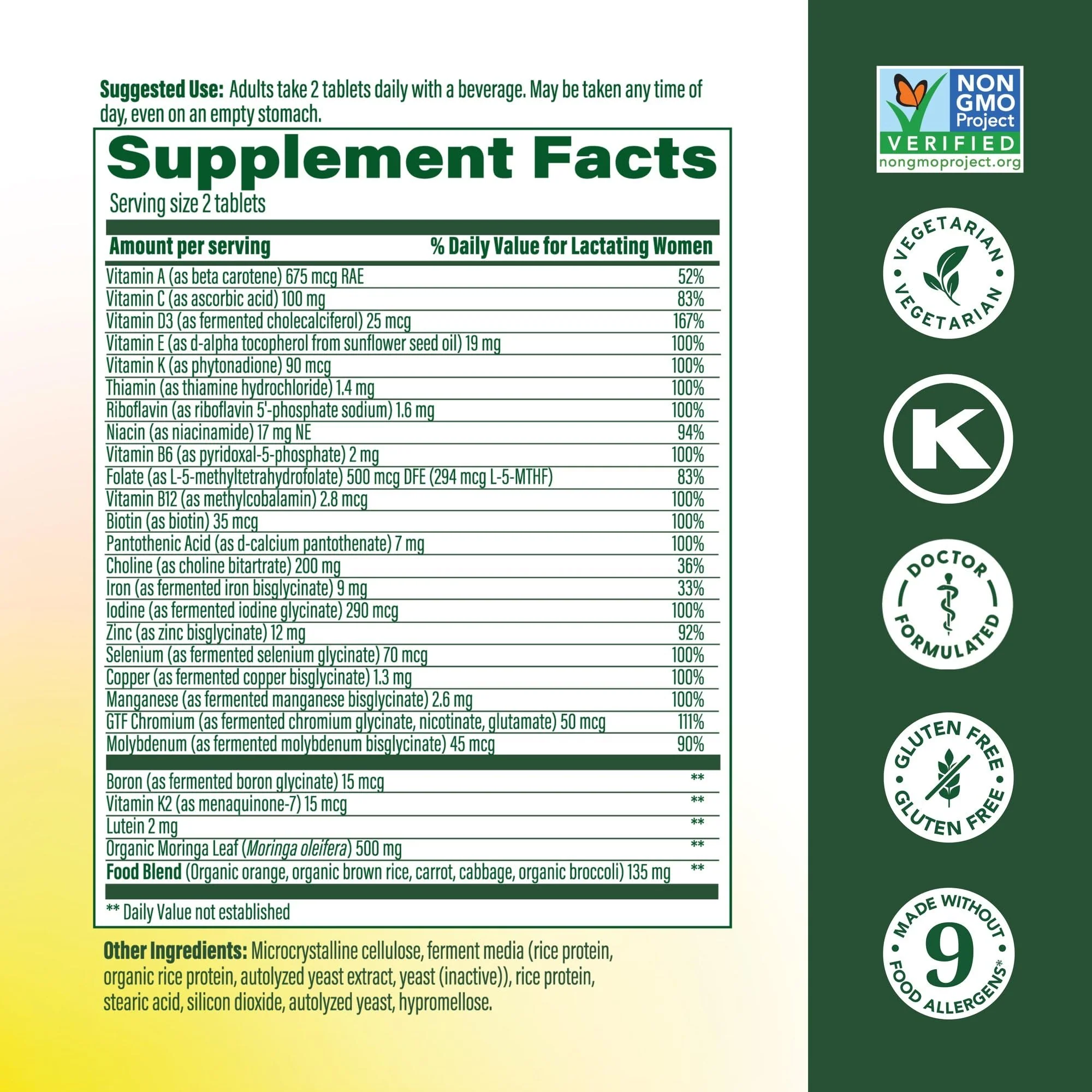 MegaFood Baby & Me 2 Postnatal Vitamins for Breastfeeding – Folate, Choline, Iodine, Vitamin D | 120 Tabs - Image 9