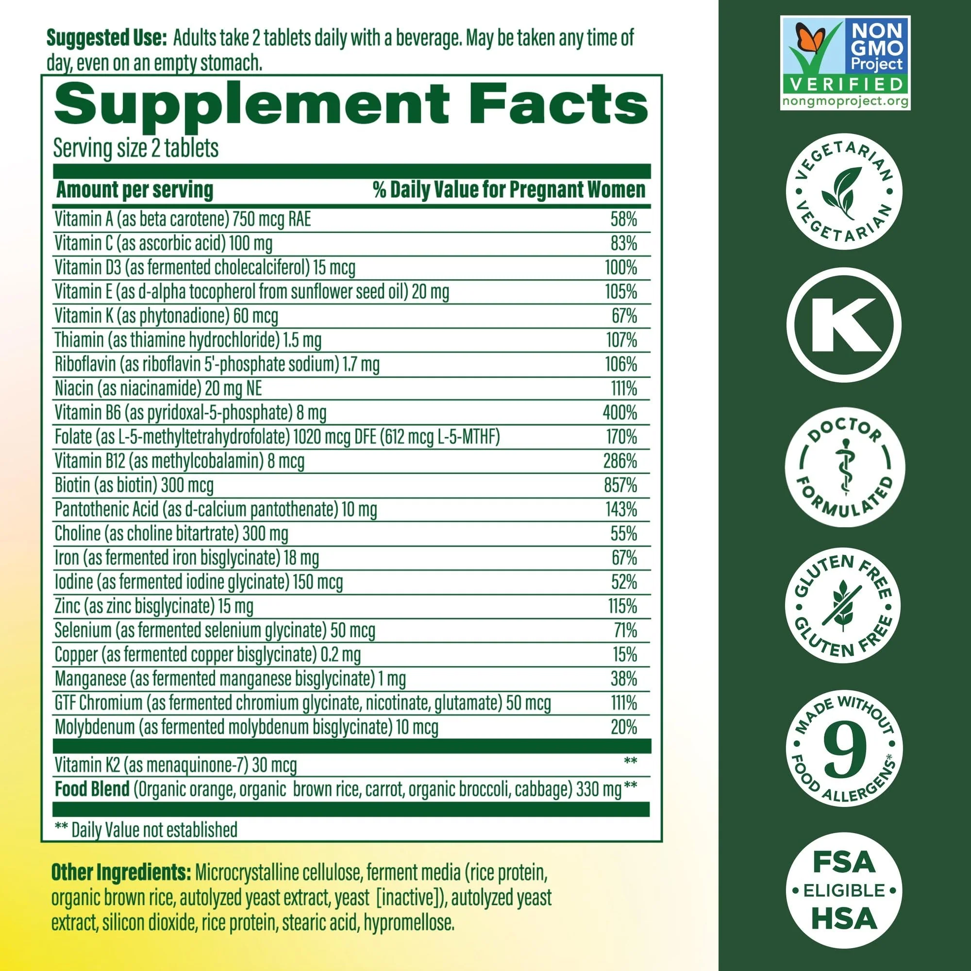 MegaFood Baby & Me 2 Prenatal Vitamins – Folate, Choline, Iron & Vitamin D | 120 Tabs (60 Servings) - Image 11