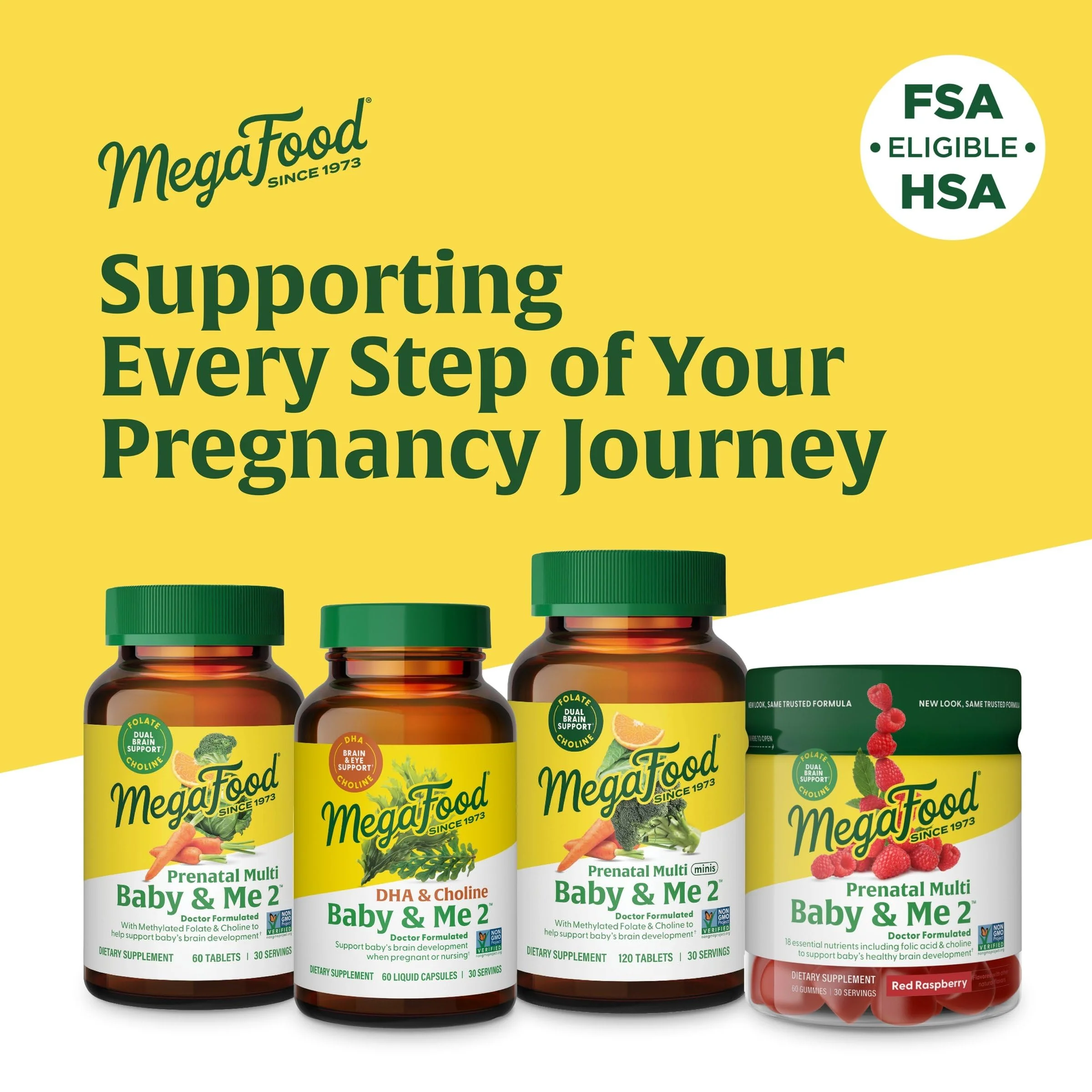 MegaFood Baby & Me 2 Prenatal Vitamins – Folate, Choline, Iron & Vitamin D | 120 Tabs (60 Servings) - Image 6