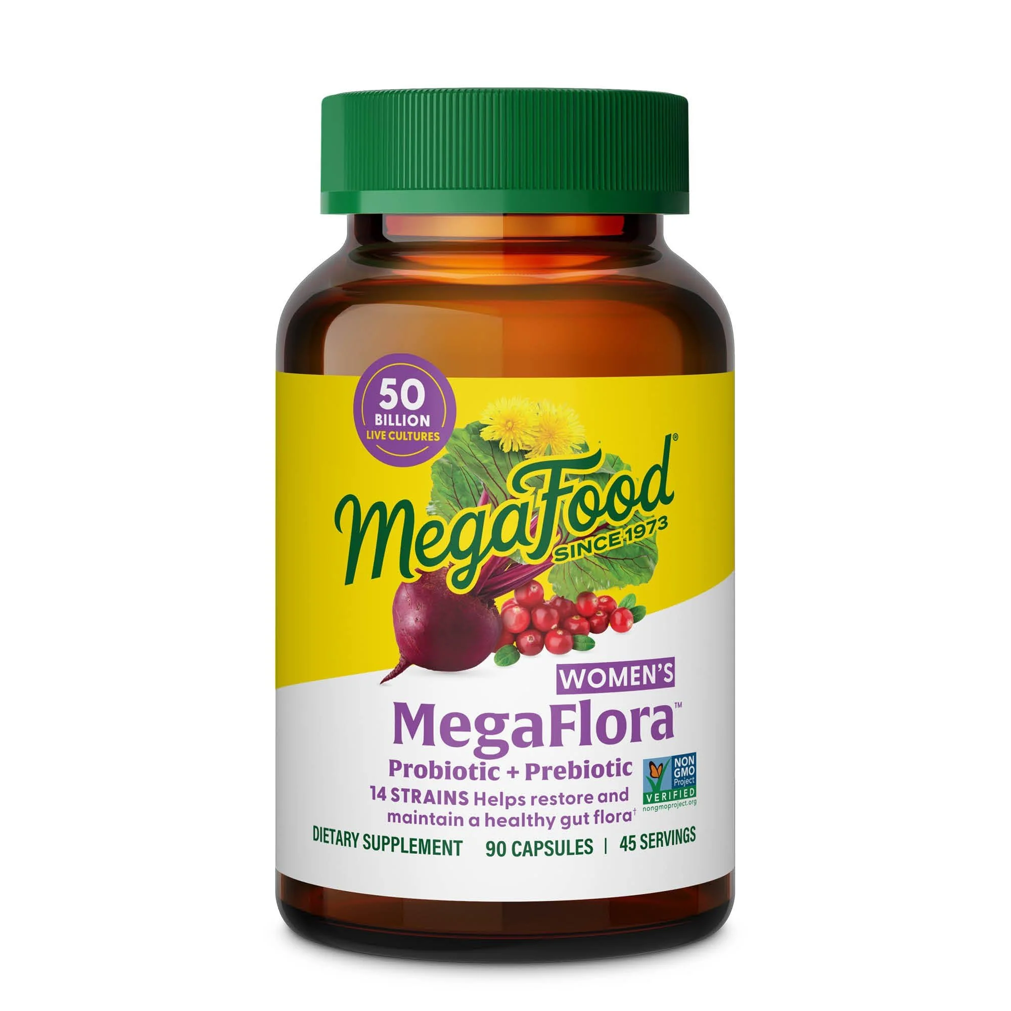 MegaFood MegaFlora Probiotics for Women – 50B CFU, 14 Strains, Cranberry, 90 Veg Capsules - Image 8