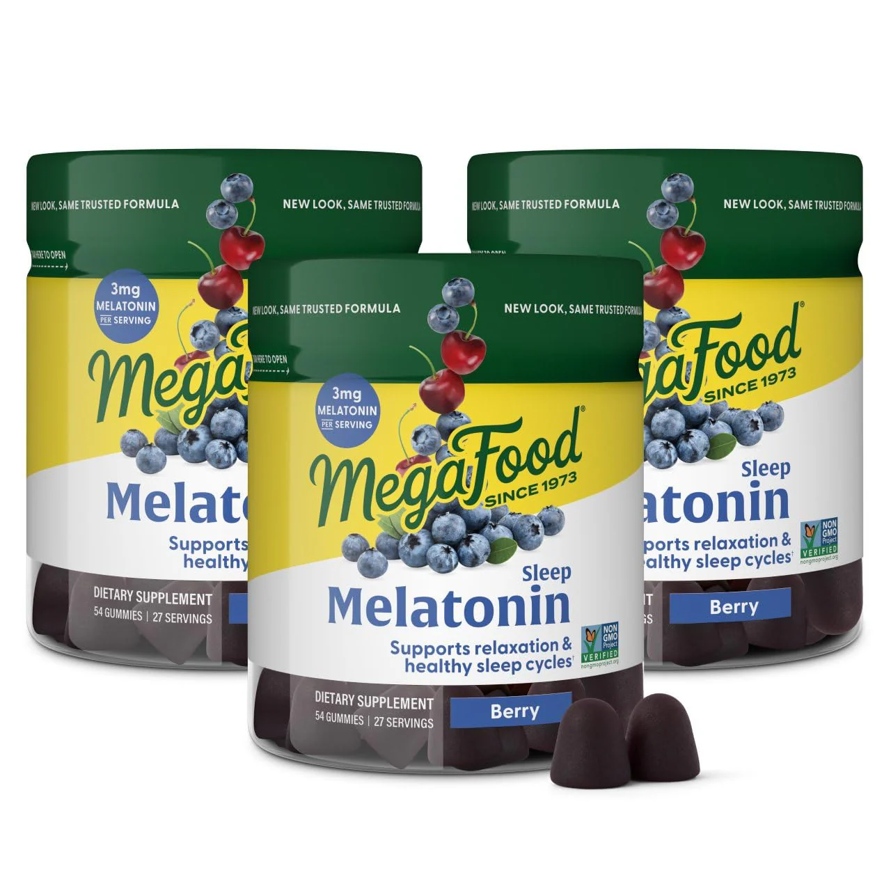 MegaFood Melatonin Gummies – 3 mg per Serving, Vegan & Non-GMO, Berry Flavor – 54 Count (3 Pack) - Image 8