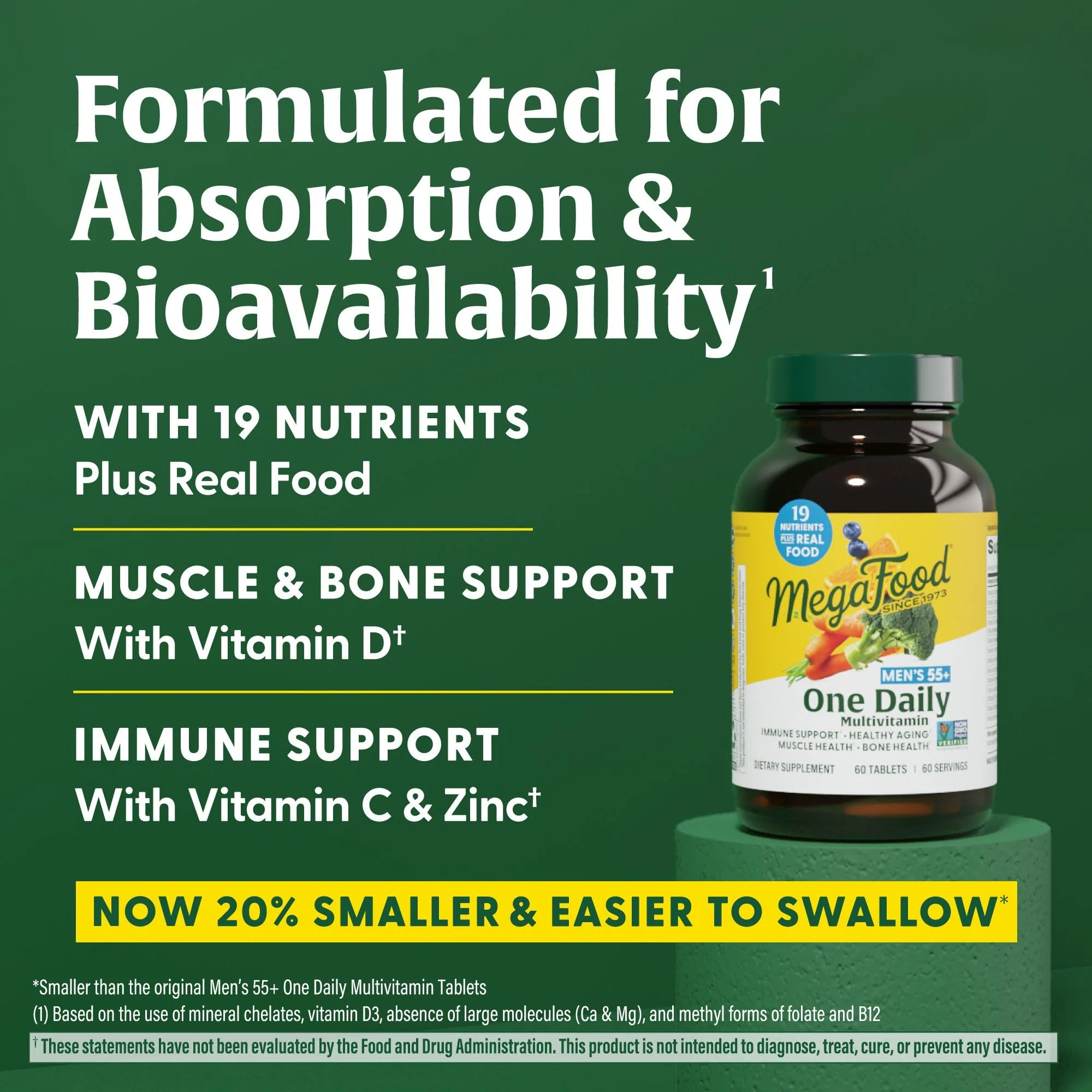 MegaFood Men's 55+ One Daily Multivitamin – Immune & Energy Support (Vegetarian) - Image 3