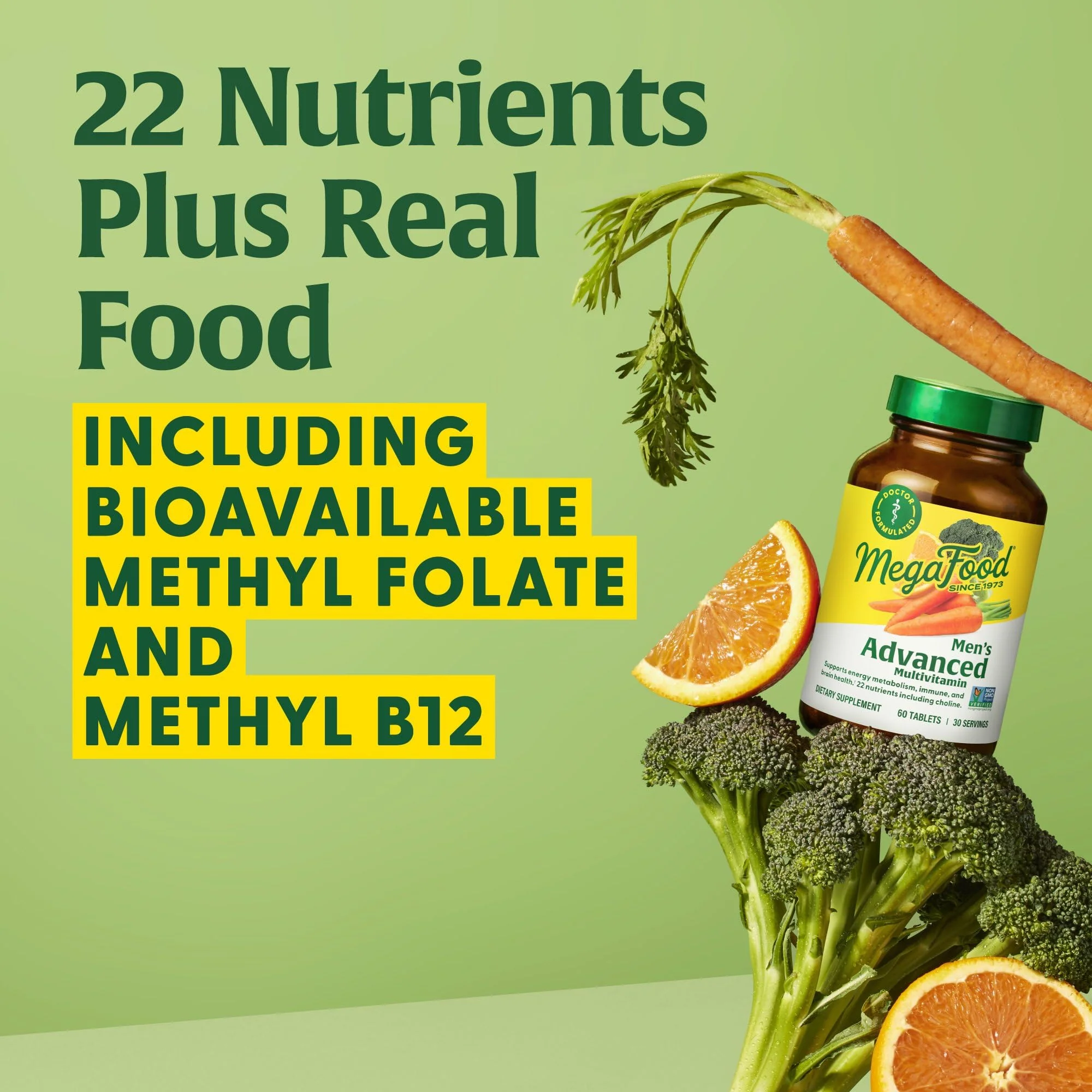 MegaFood Men's Advanced Multivitamin – Doctor-Formulated with Choline, B12, D, C & Zinc – Non-GMO, Vegetarian – 60 Tabs (30 Servings) - Image 4