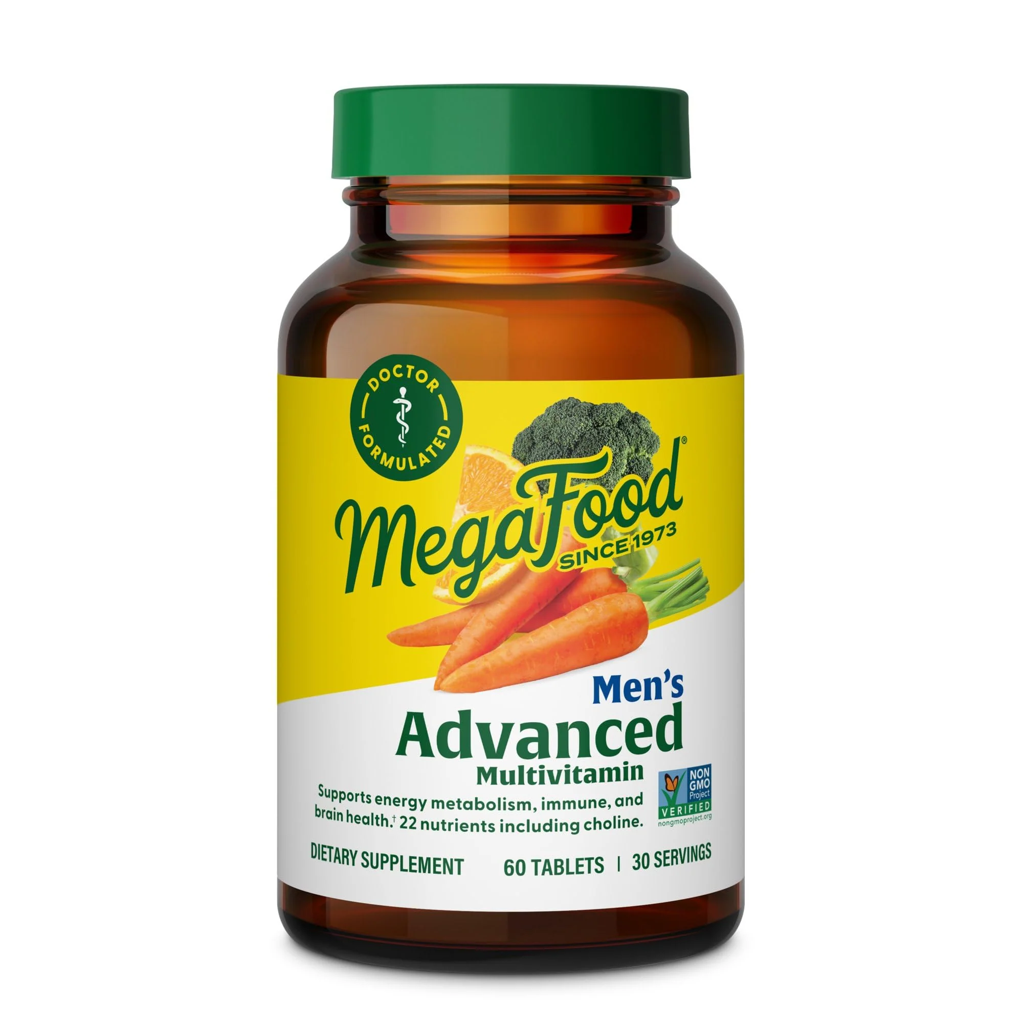 MegaFood Men's Advanced Multivitamin – Doctor-Formulated with Choline, B12, D, C & Zinc – Non-GMO, Vegetarian – 60 Tabs (30 Servings) - Image 8