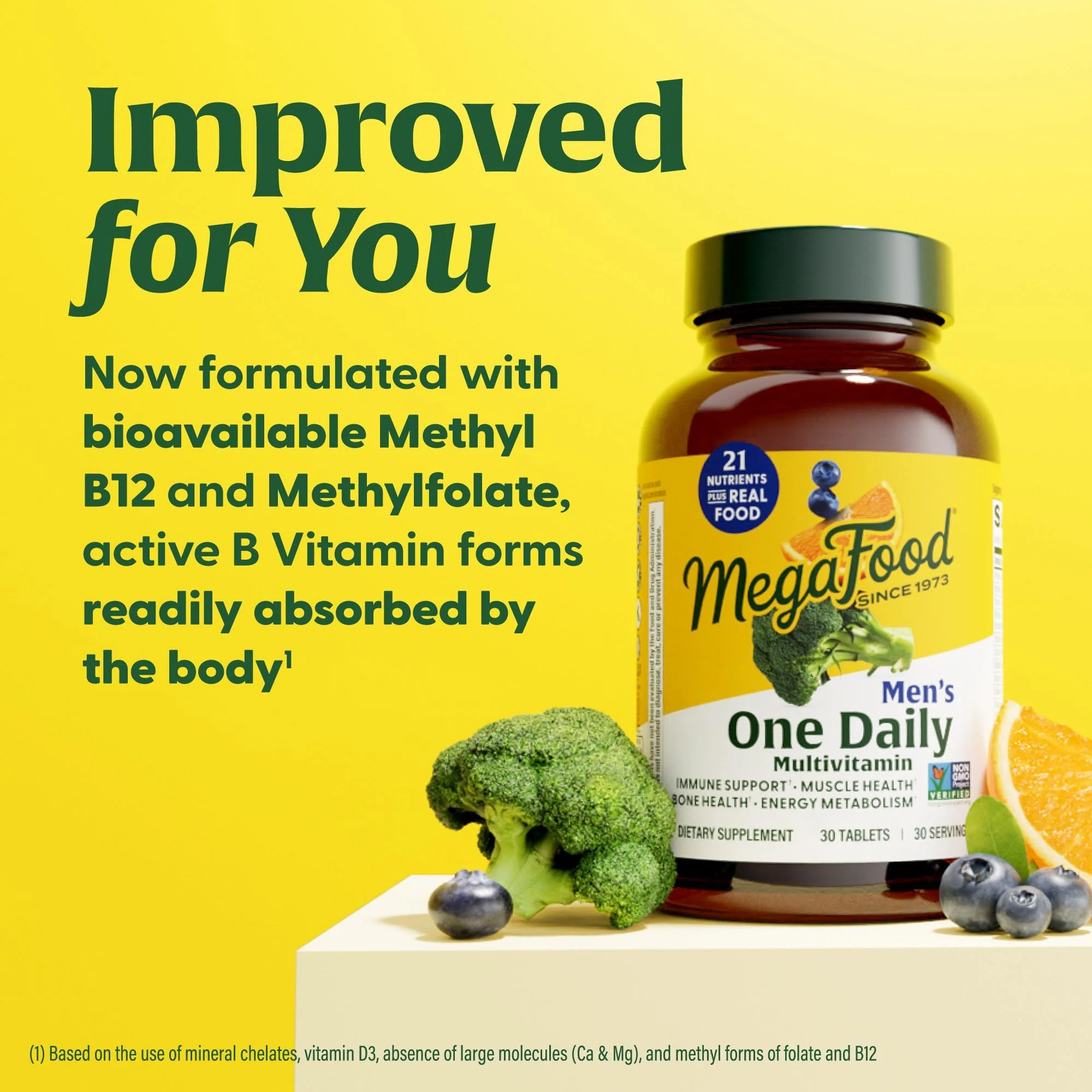 MegaFood One Daily Men's Multivitamin – Energy Metabolism, Immune Support, Vitamin D3 & B12 – Vegetarian & Gluten Free – 90 Tablets - Image 5