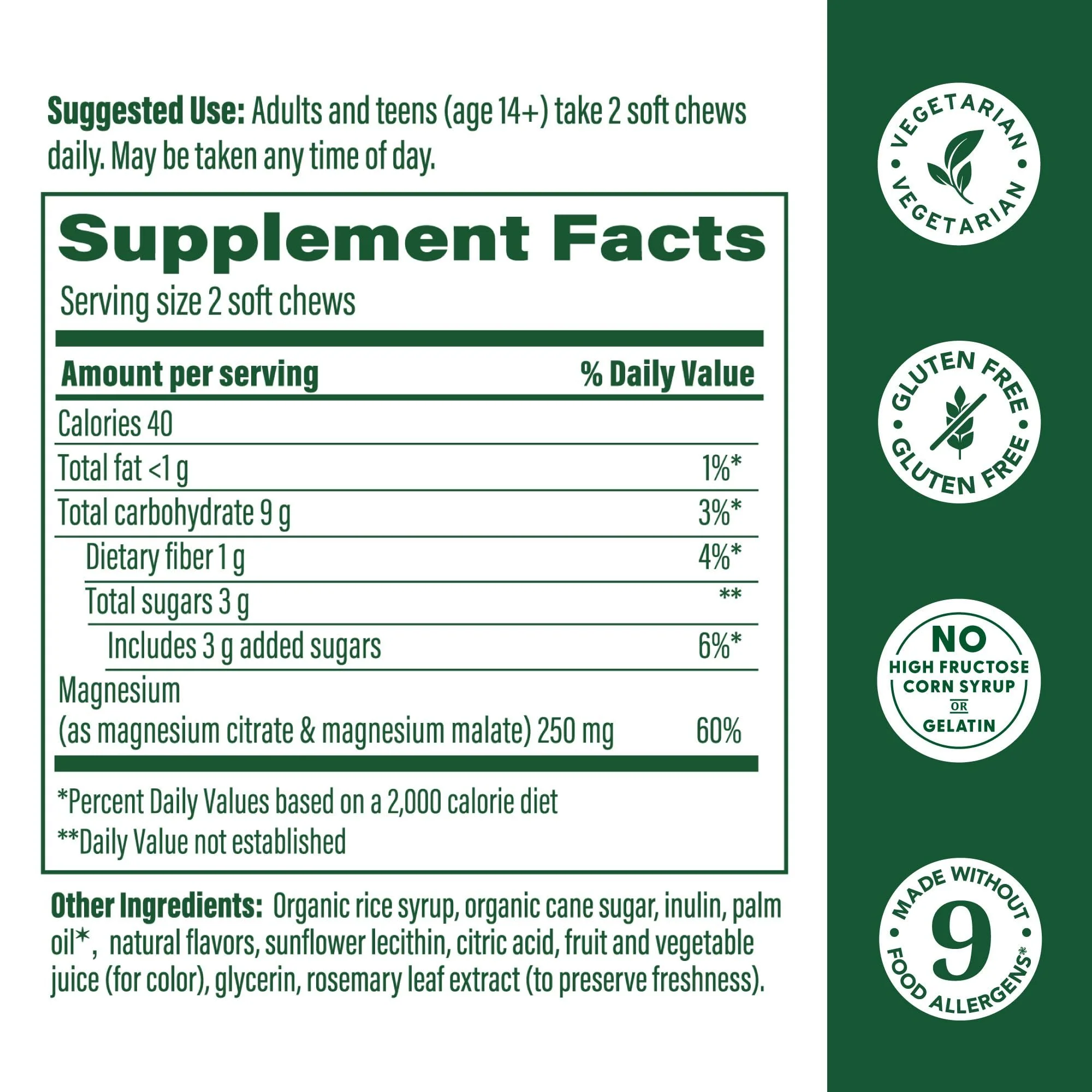 MegaFood Relax + Calm Magnesium Soft Chews - Grape | 60 Chews (30 Servings) | Magnesium Citrate & Malate - Image 2