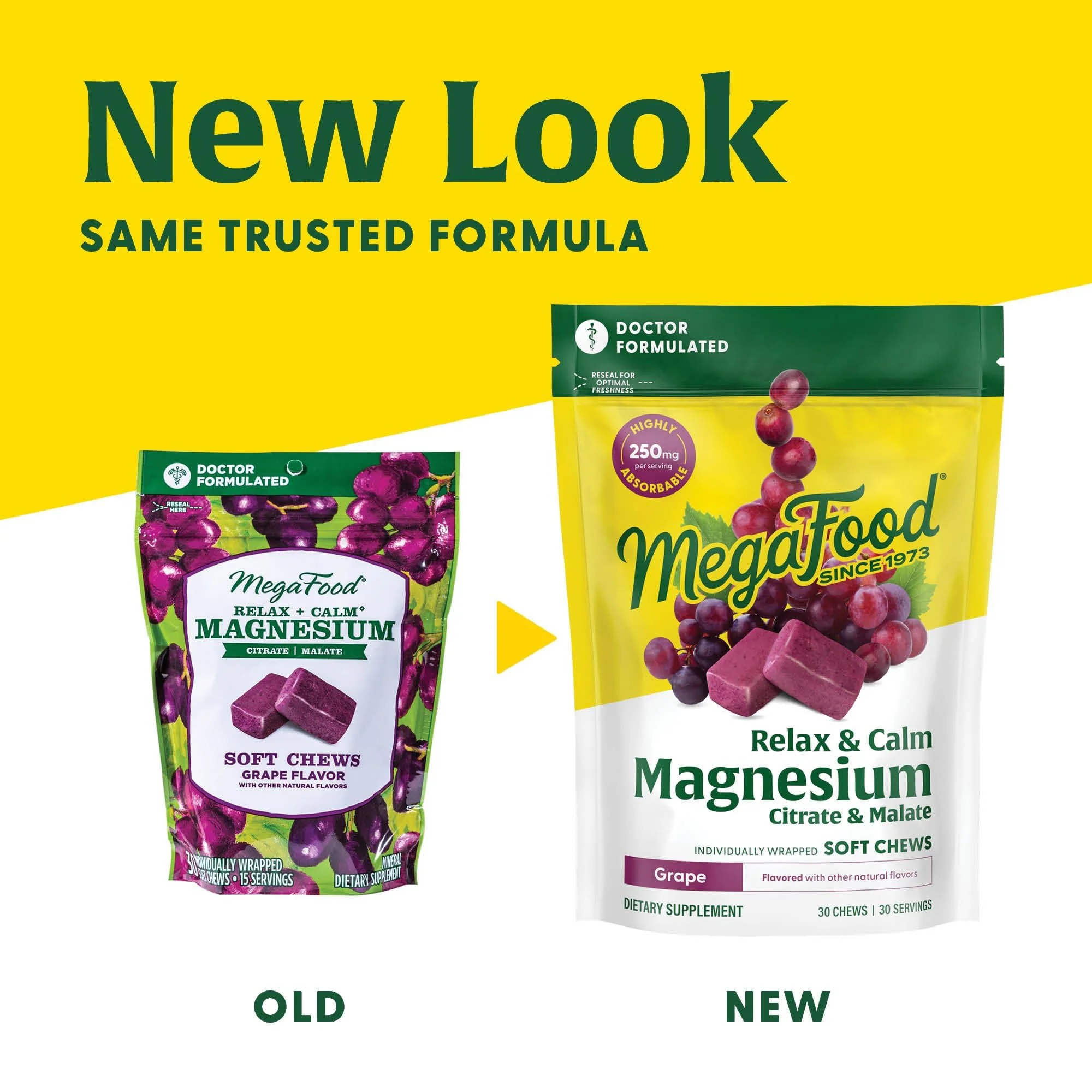 MegaFood Relax + Calm Magnesium Soft Chews – Grape Flavor (Pack of 2) - Image 3