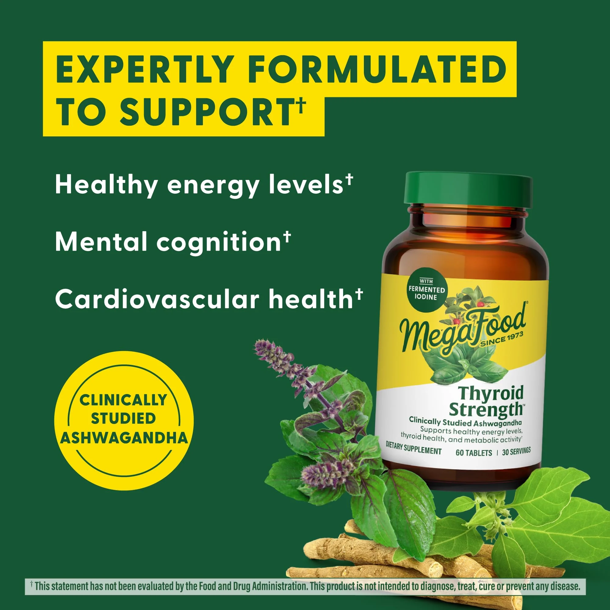 MegaFood Thyroid Strength - Mineral Support with Ashwagandha, Iodine & L-Tyrosine | 90 Tabs - Image 4