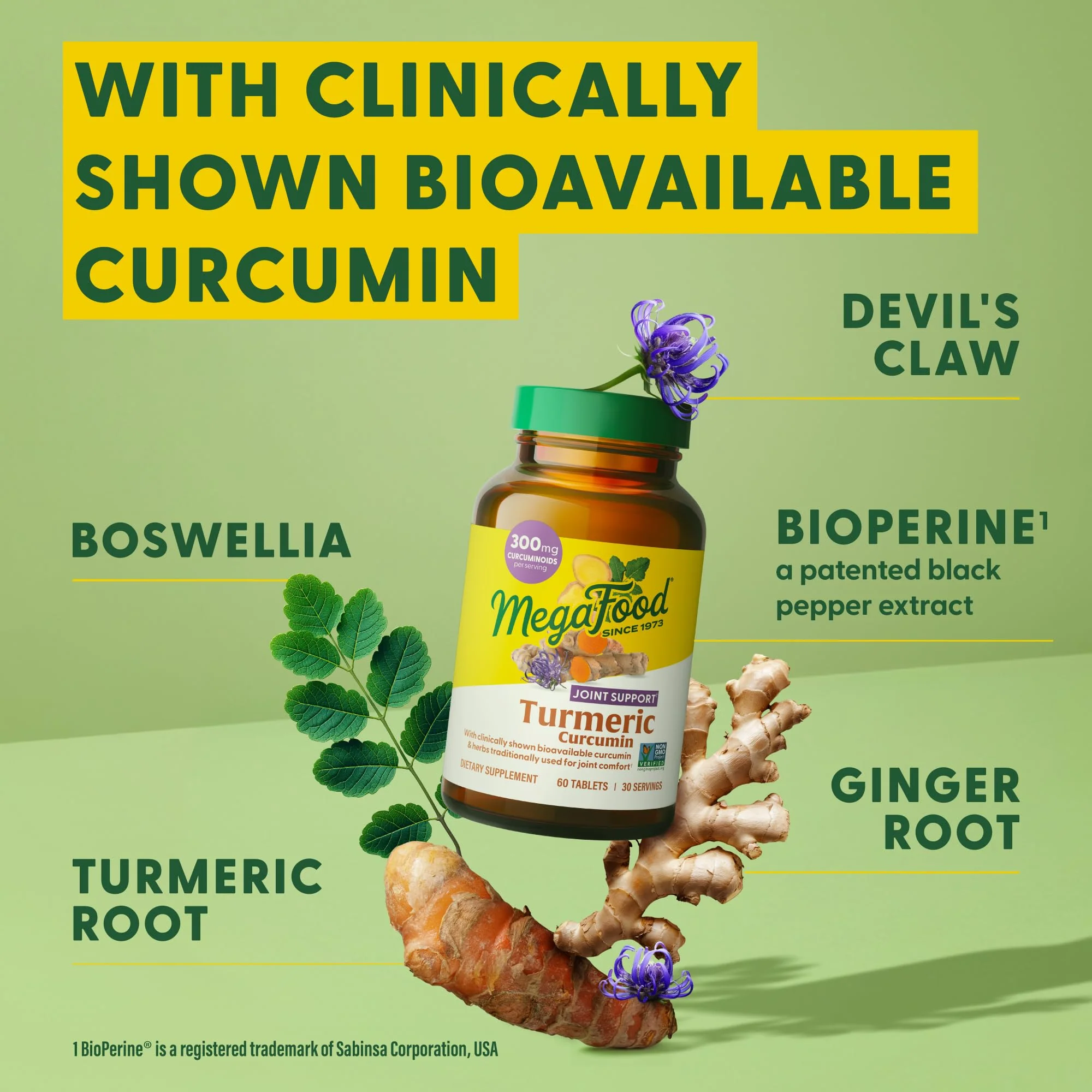 MegaFood Turmeric Curcumin - Joint Support (Vegan, Non-GMO) 60 Tablets - Image 2