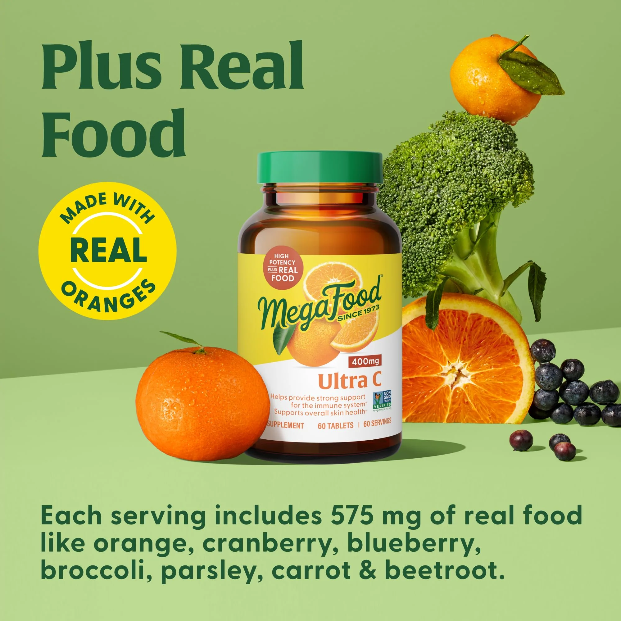 MegaFood Ultra C 400 mg – Vegan Immune Support with Real Food (Gluten-Free, Kosher) – 60 Tablets - Image 4