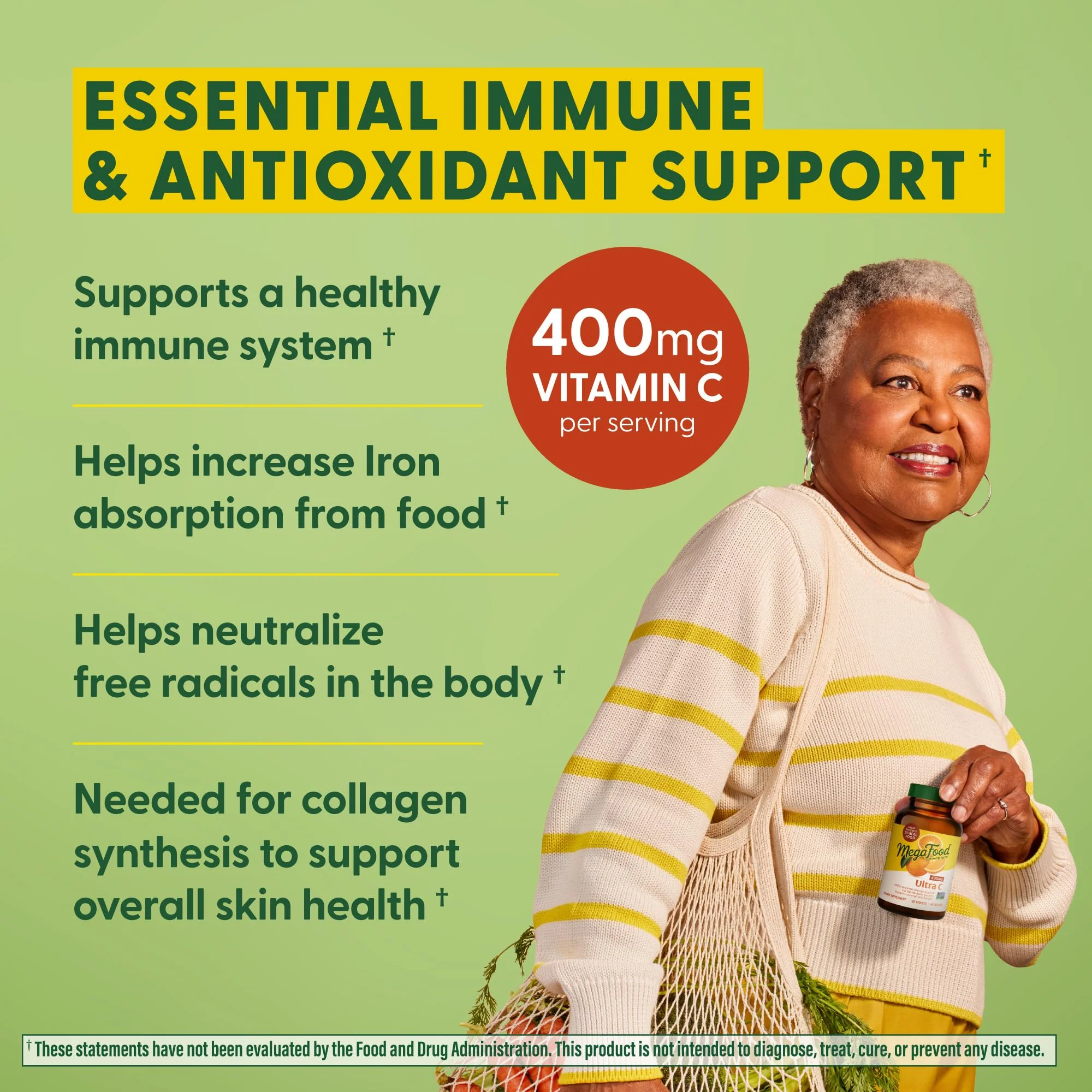 MegaFood Ultra C 400 mg - Vegan Vitamin C Immune Support with Real Food Ingredients - 90 Tablets - Image 10