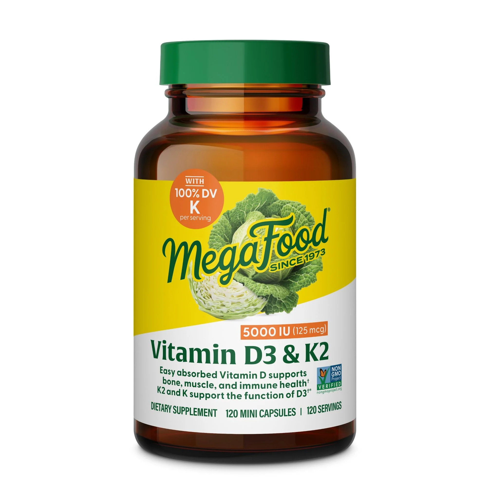 MegaFood Vitamin D3 5000 IU with K2 – Vegetarian D3/K2 for Bones, Teeth & Immune Support | 120 Mini Capsules - Image 8