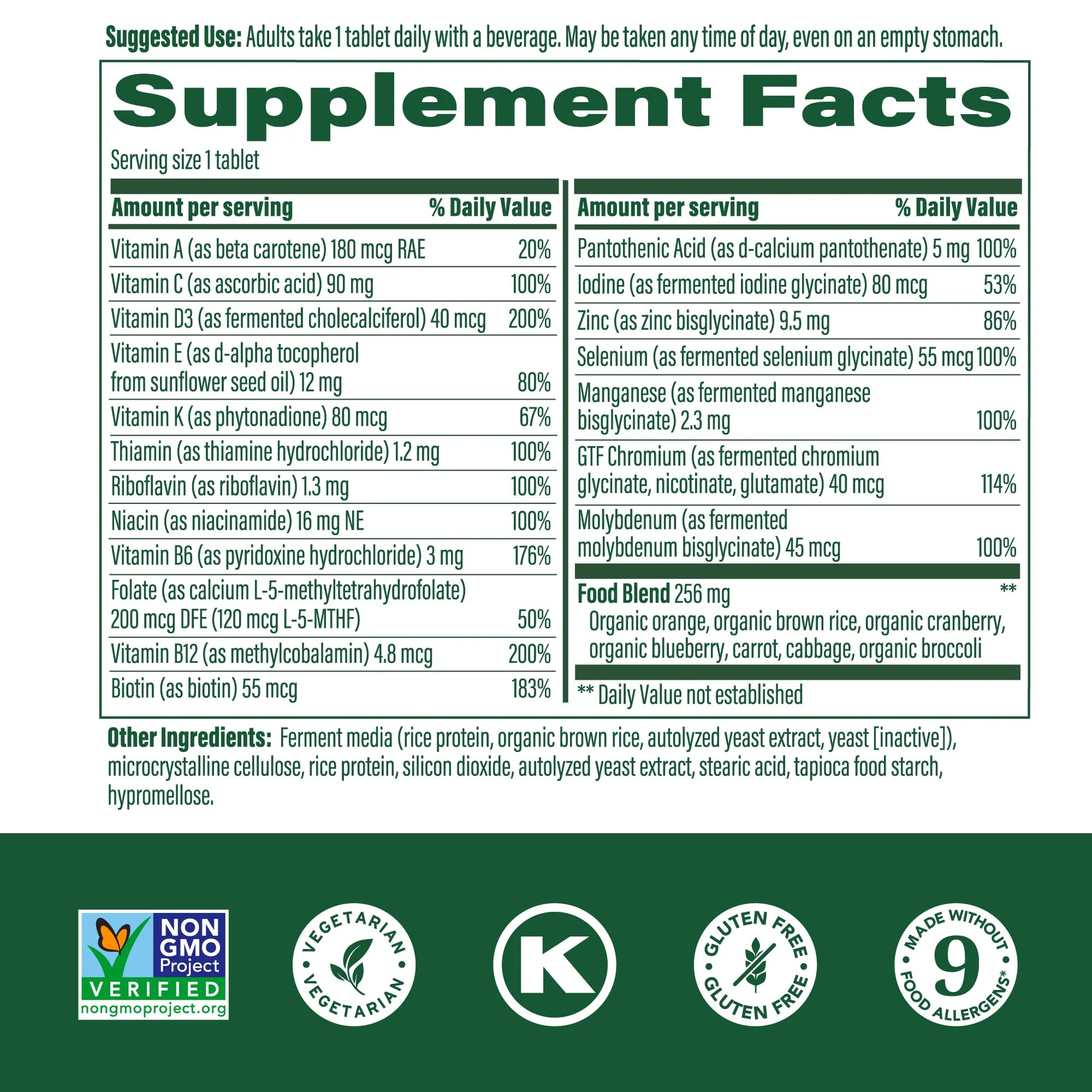 MegaFood Women's 55+ One Daily Multivitamin – Real Food Formula with Vitamins A, C, D3 & E | 60 Tabs - Image 2