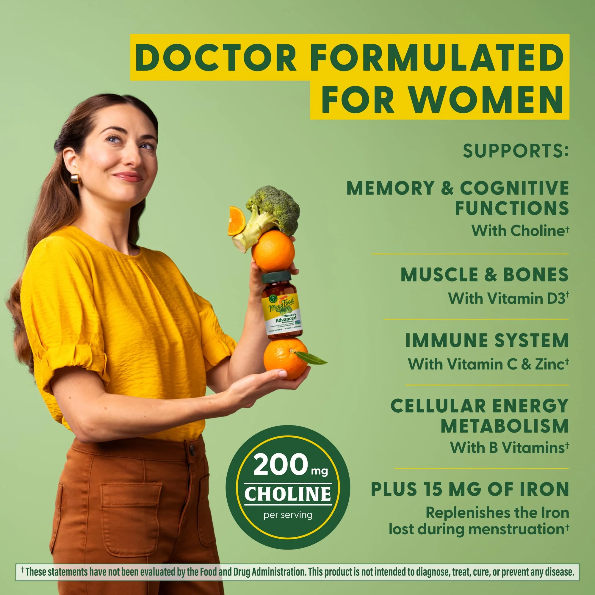 MegaFood Women's Advanced Multivitamin – Doctor-Formulated with Iron & Choline | 120 Tabs - Image 10