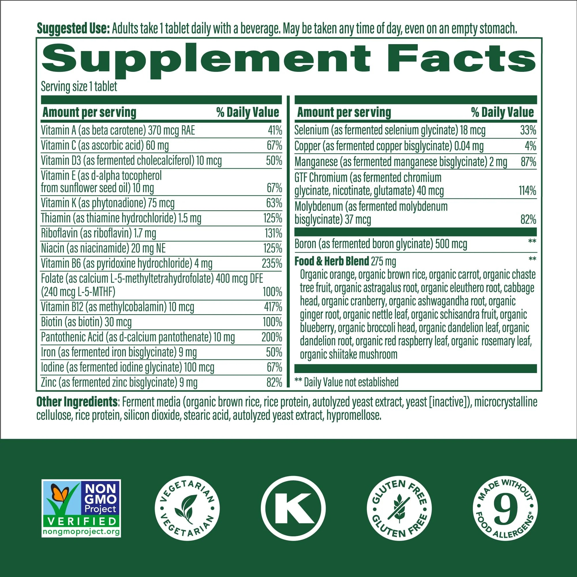 MegaFood Womens Multivitamin One Daily – Vegetarian, Gluten-Free, Iron, Vitamin C & D3, 60 Tablets - Image 3