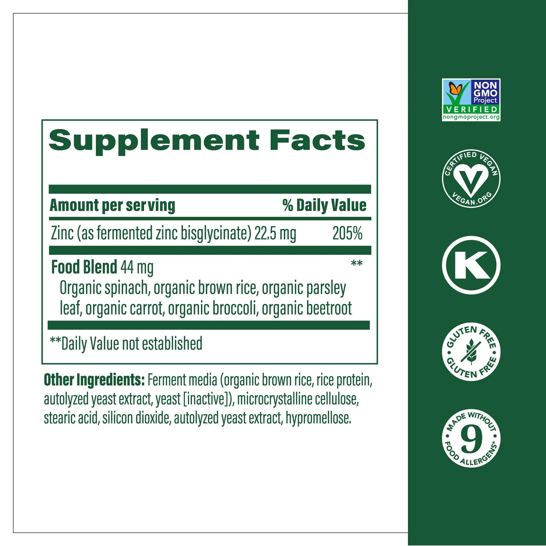 MegaFood Zinc Supplements | 22.5 mg Fermented Zinc for Immune Support | Vegan, Gluten-Free, Kosher – 120 Tablets - Image 2