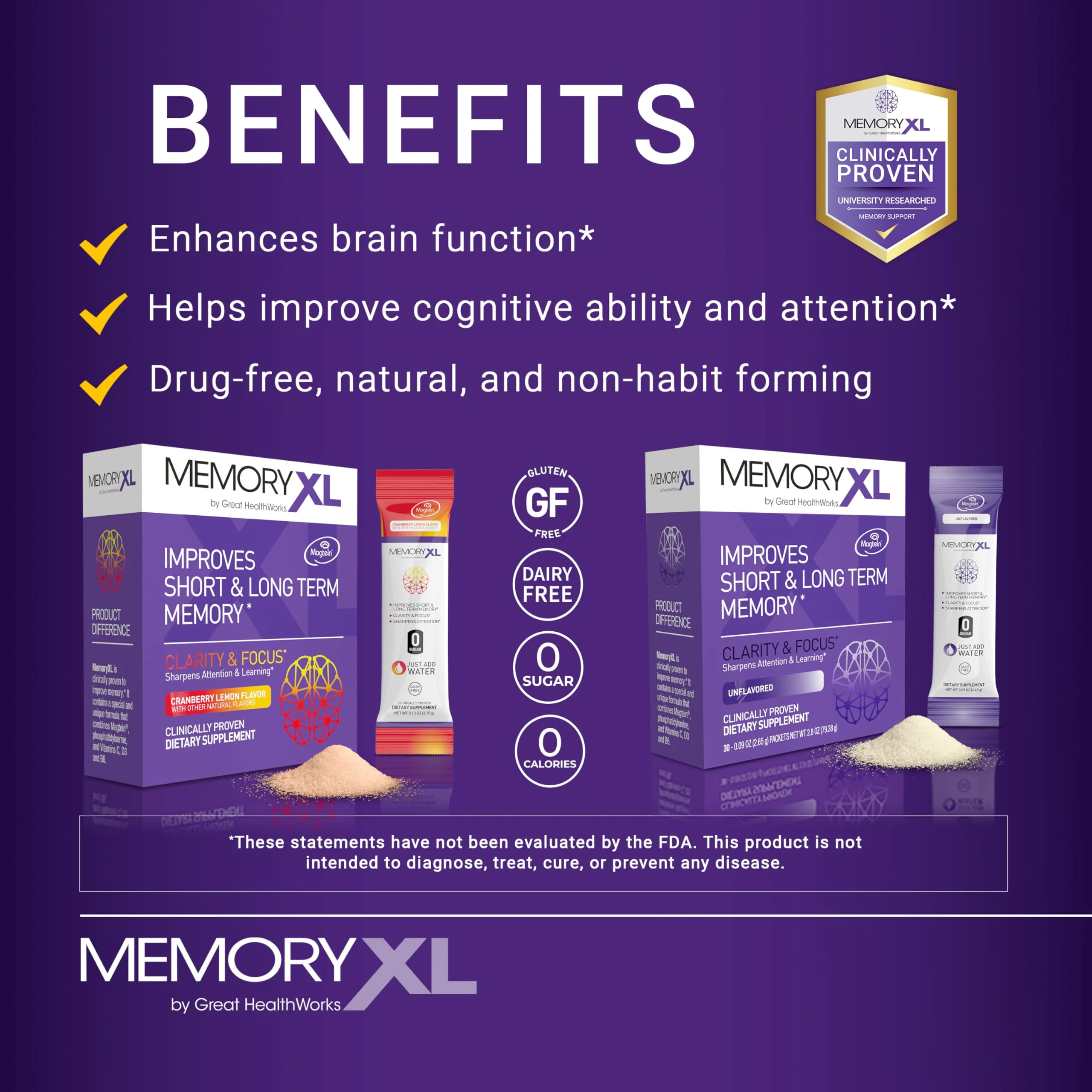 MemoryXL Magnesium L-Threonate for Focus & Memory | OmegaXL 30pk Unflavored - Image 10