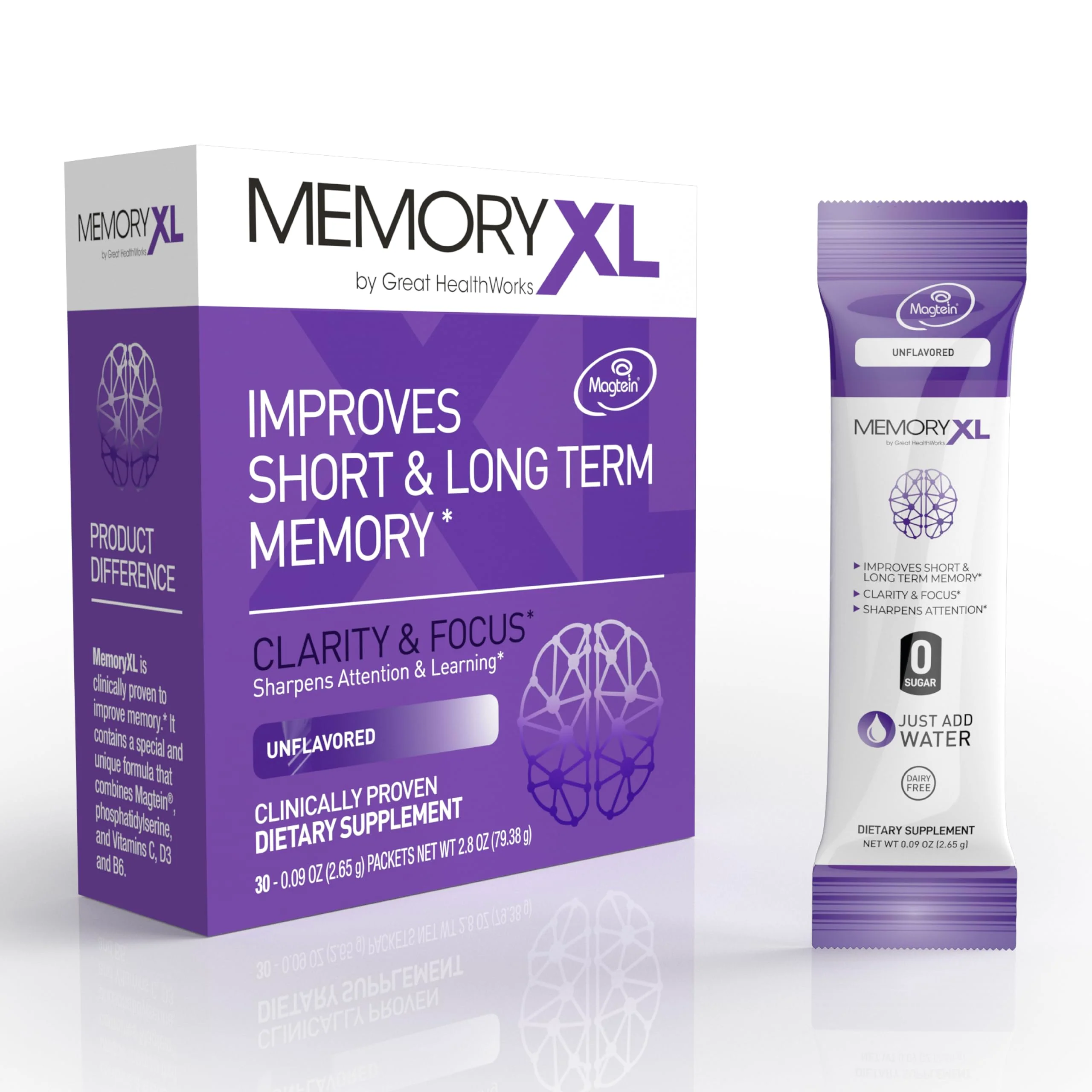 MemoryXL Magnesium L-Threonate for Focus & Memory | OmegaXL 30pk Unflavored - Image 7