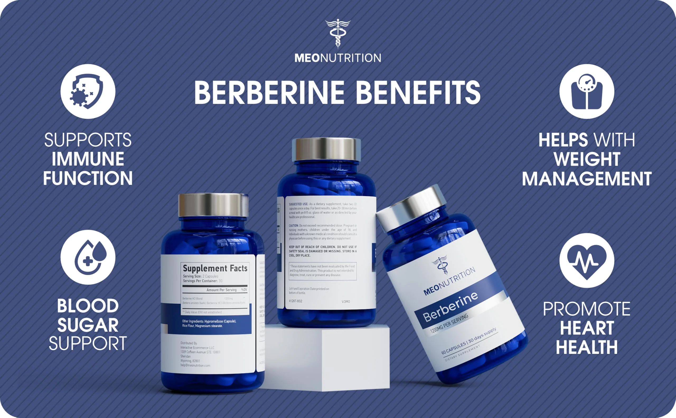 Meo Nutrition Berberine Supplement 1200mg HCI - 60 Capsules | Third-Party Lab Tested, Non-GMO, GMP Certified - Image 3