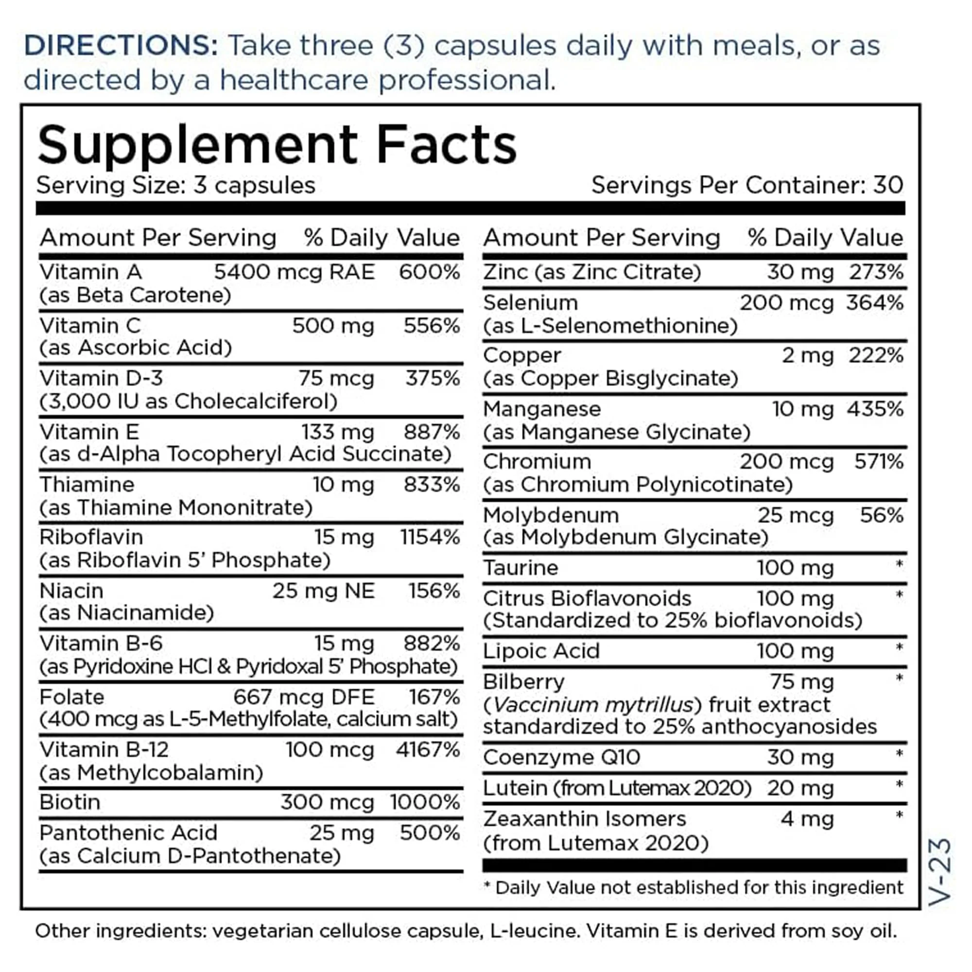 Metabolic Maintenance Vital Eyes Complete - Ocular Support Multivitamin with Lutein + Zeaxanthin (90 Capsules) - Image 6