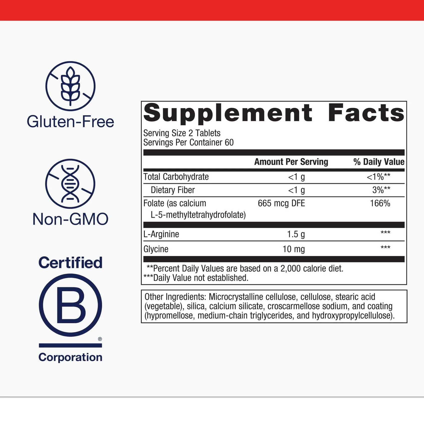 Metagenics Arginine Plus - 1.5 g L‑Arginine with Methyl Folate (L‑5‑MTHF) - Supports Healthy Blood Flow, Circulation & Heart Health - Non‑GMO, Gluten‑Free, Vegetarian - 120 Tablets - Image 2