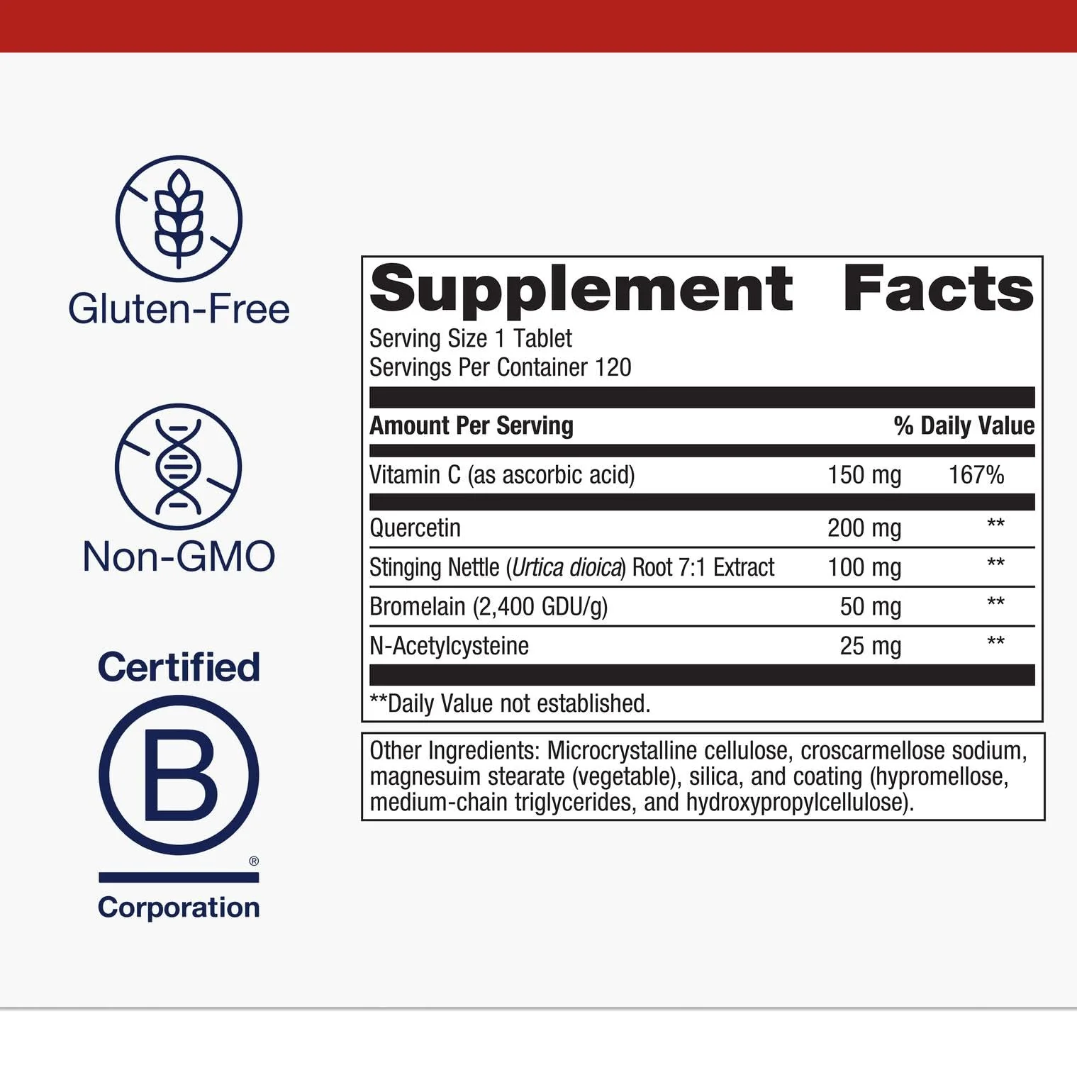 Metagenics Sinuplex - Respiratory & Immune Support with Vitamin C (150 mg), Quercetin & NAC | Non-GMO, Gluten-Free - 120 Tablets - Image 3
